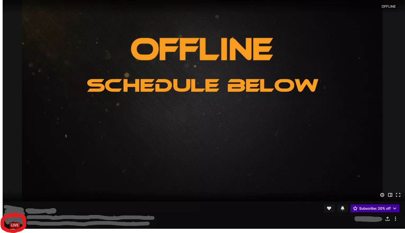 Twitch always shows the streamer's offline page when they are really live. I can also see chat, but not the stream.