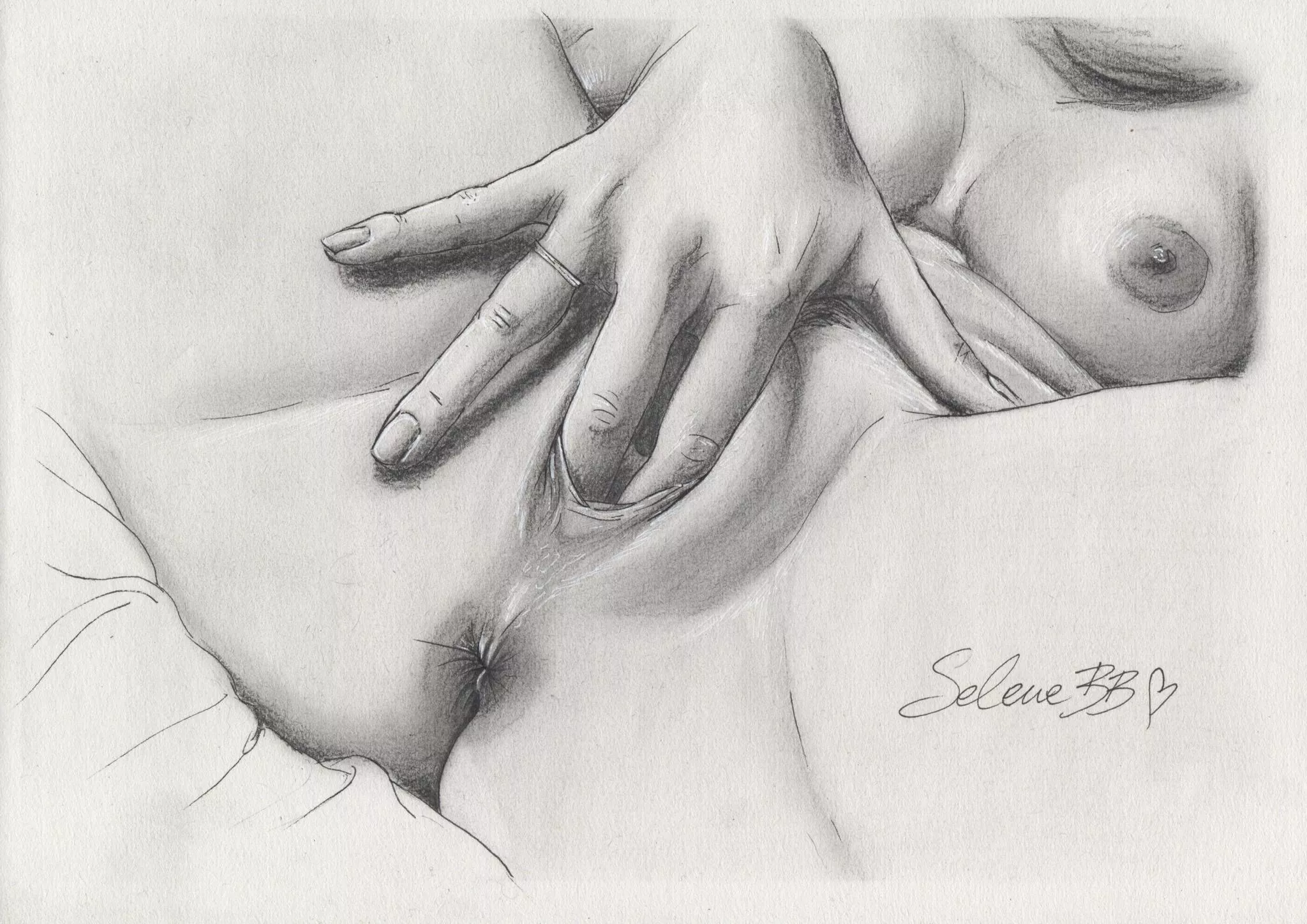 two of my favourite things, drawing and fingering myself