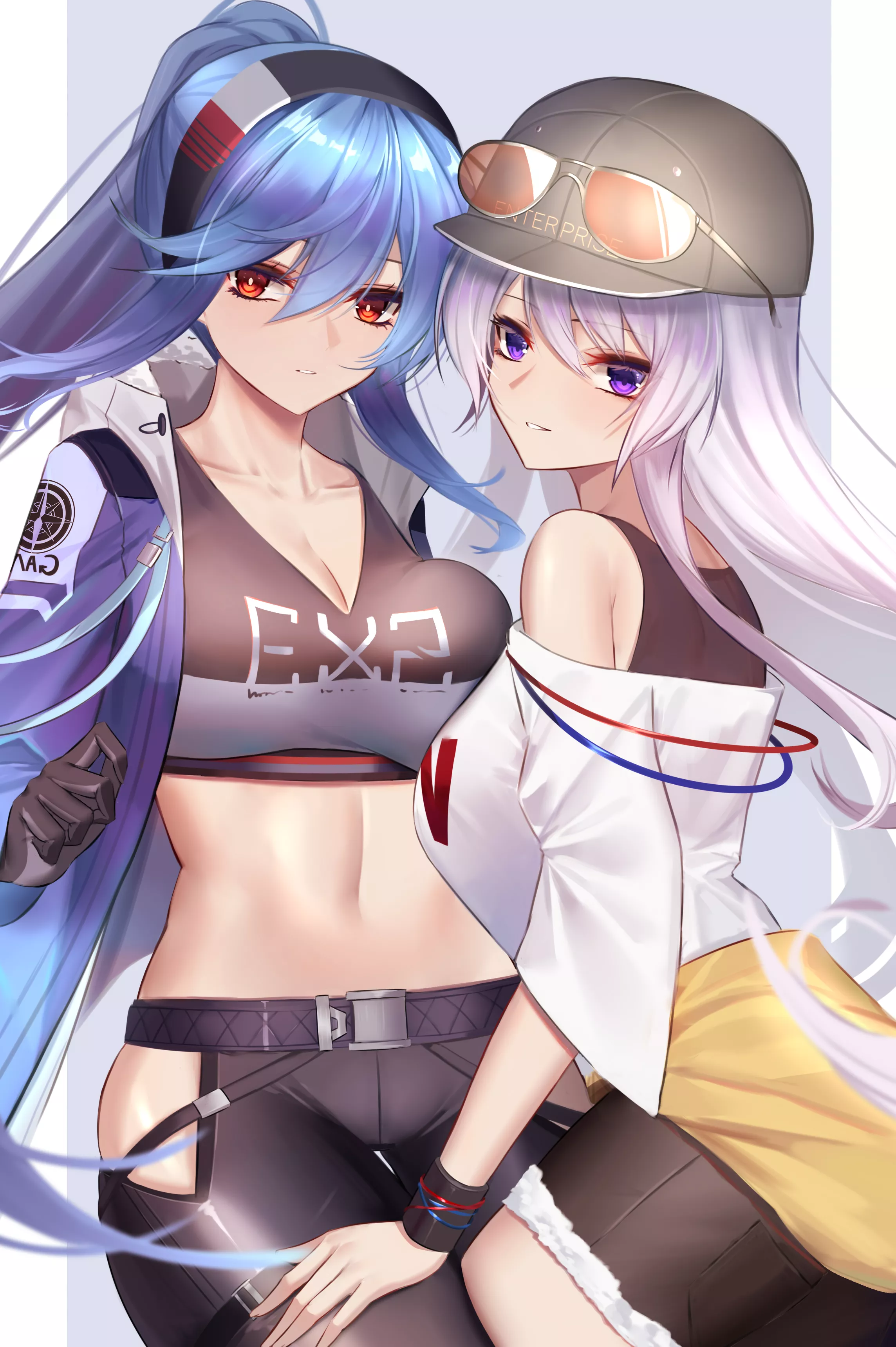 Two Sexy Big Titty Waifus Ready To Serve You, Shkikkan-sama~ðŸ’™â¤ (USS Essex & USS Enterprise, Azur Lane, Eagle Union Faction)