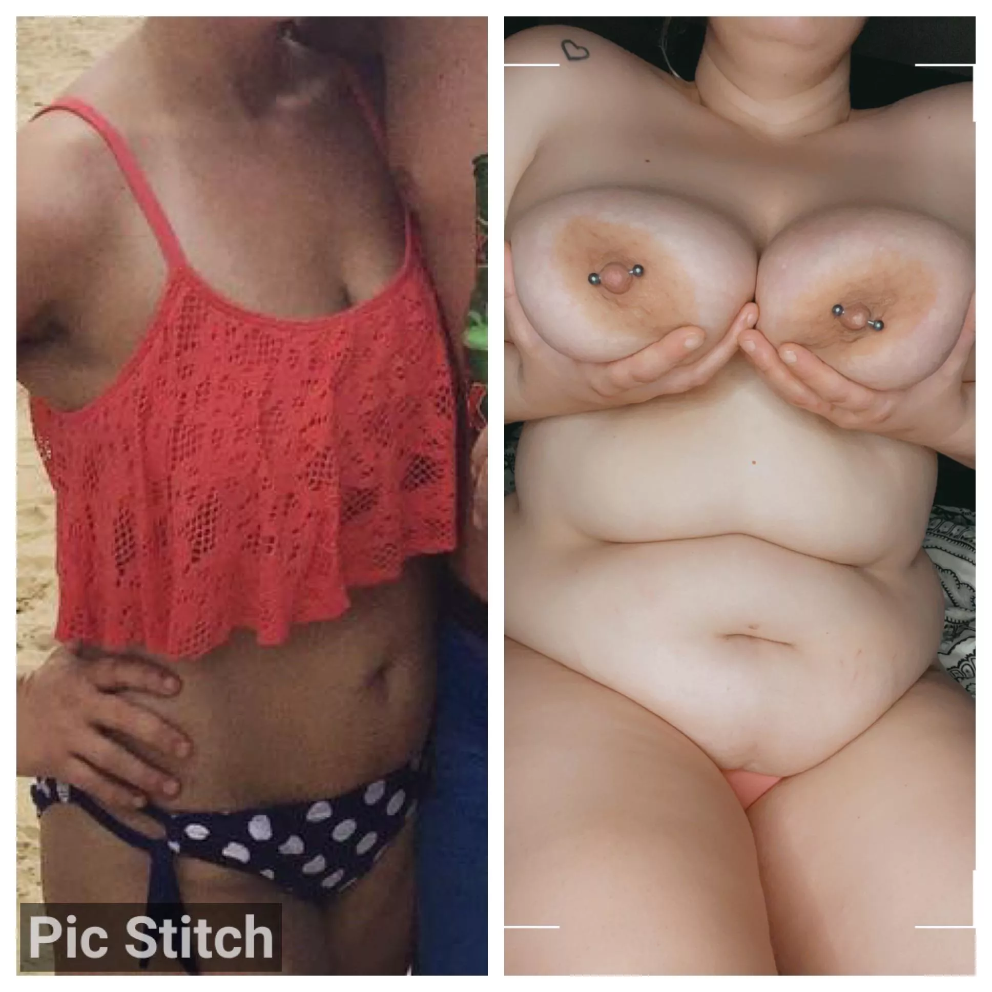 Two years difference - my flat stomach and perky tits are long gone 🥺