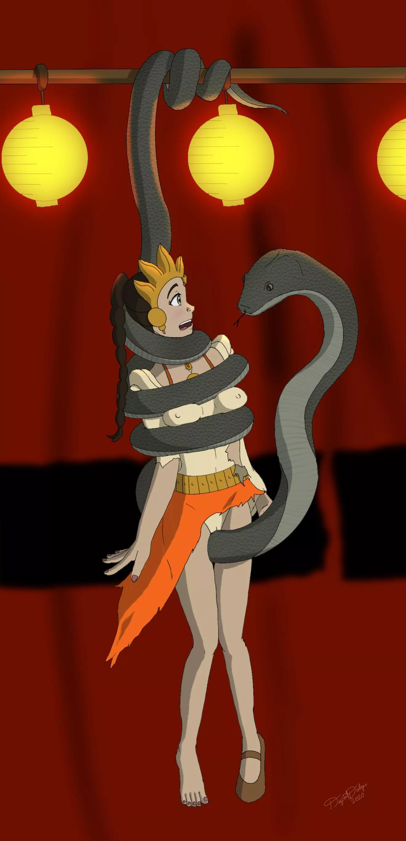 Ty Leeâ€™s Performance [Commission] - As Azula orders all the animals to be released during the circus performance, Ty Lee finds herself in a bit of a bind. (OC: DigitalDodger)