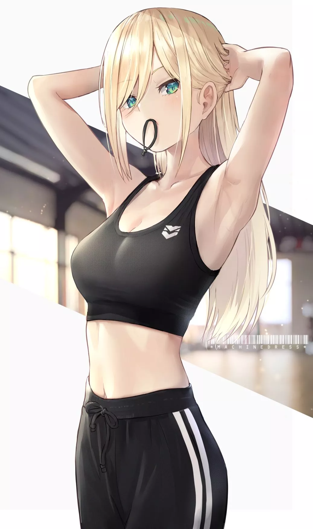 Tying her Hair before her Workout