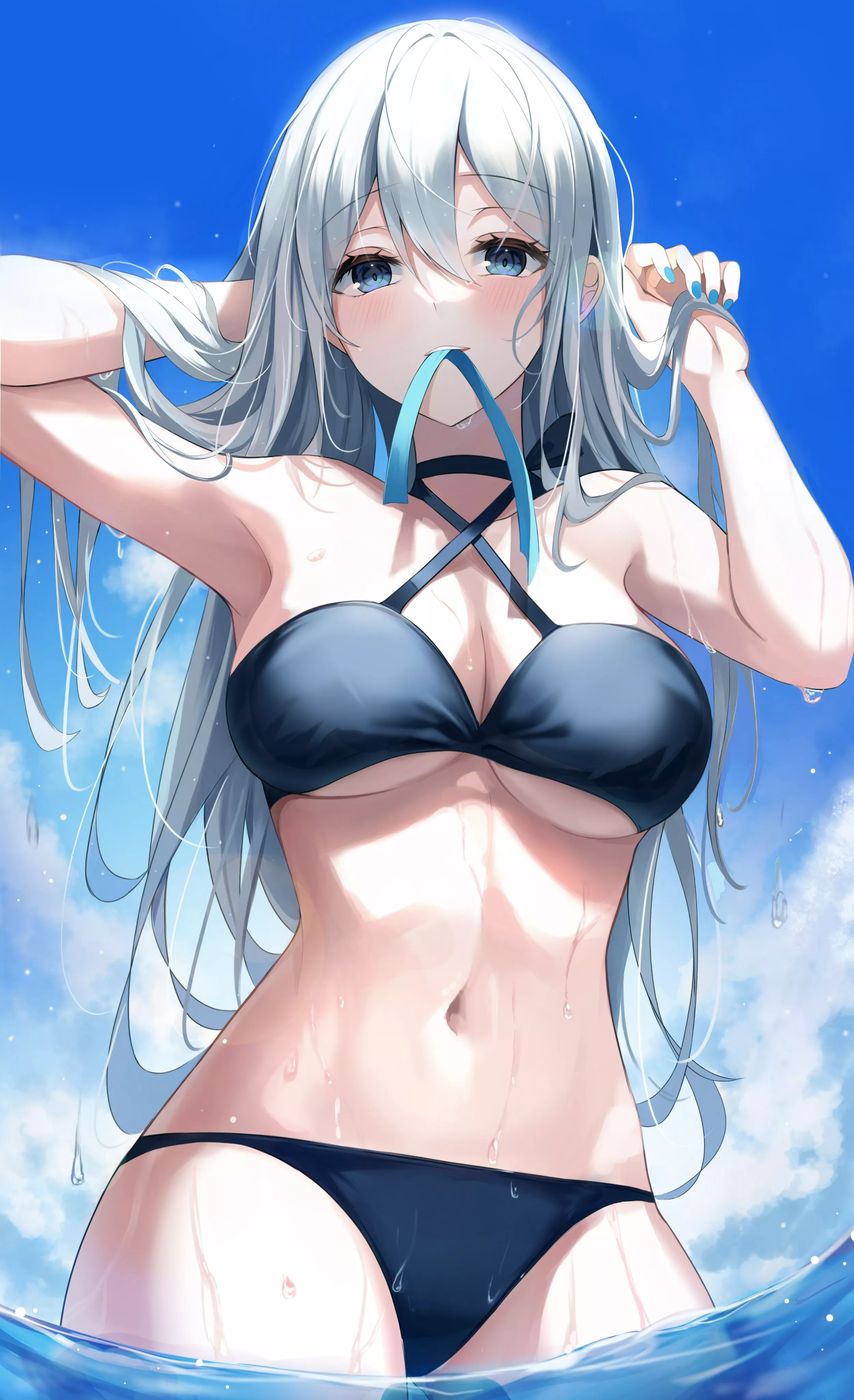 Tying her Hair for the Beach [Artist's Rendition]