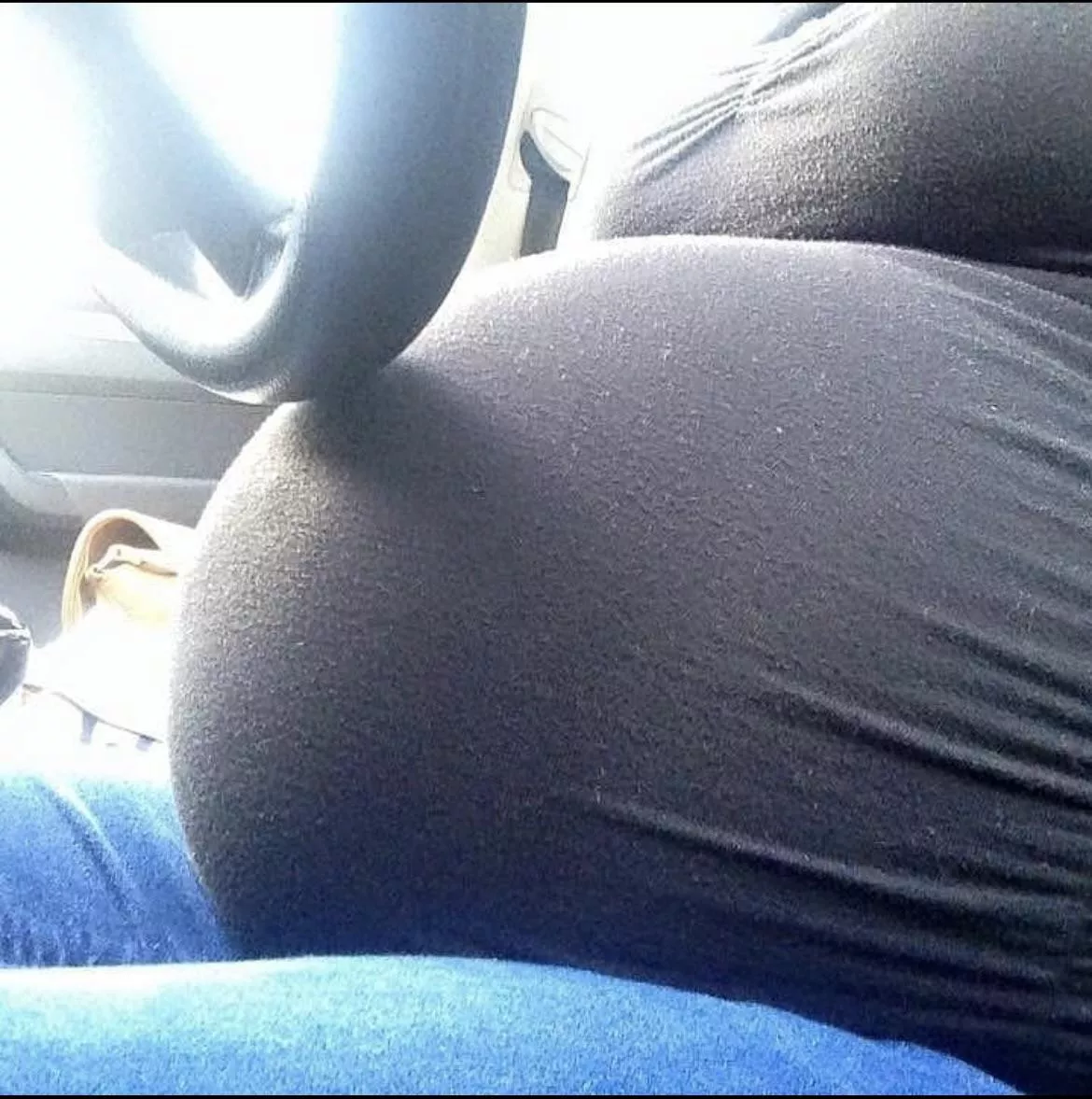 Ugh… belly is getting so big I can barely fit behind the wheel. 🥵❤️❤️🤰🏻 Anyone want to help get it bigger babes? 😘