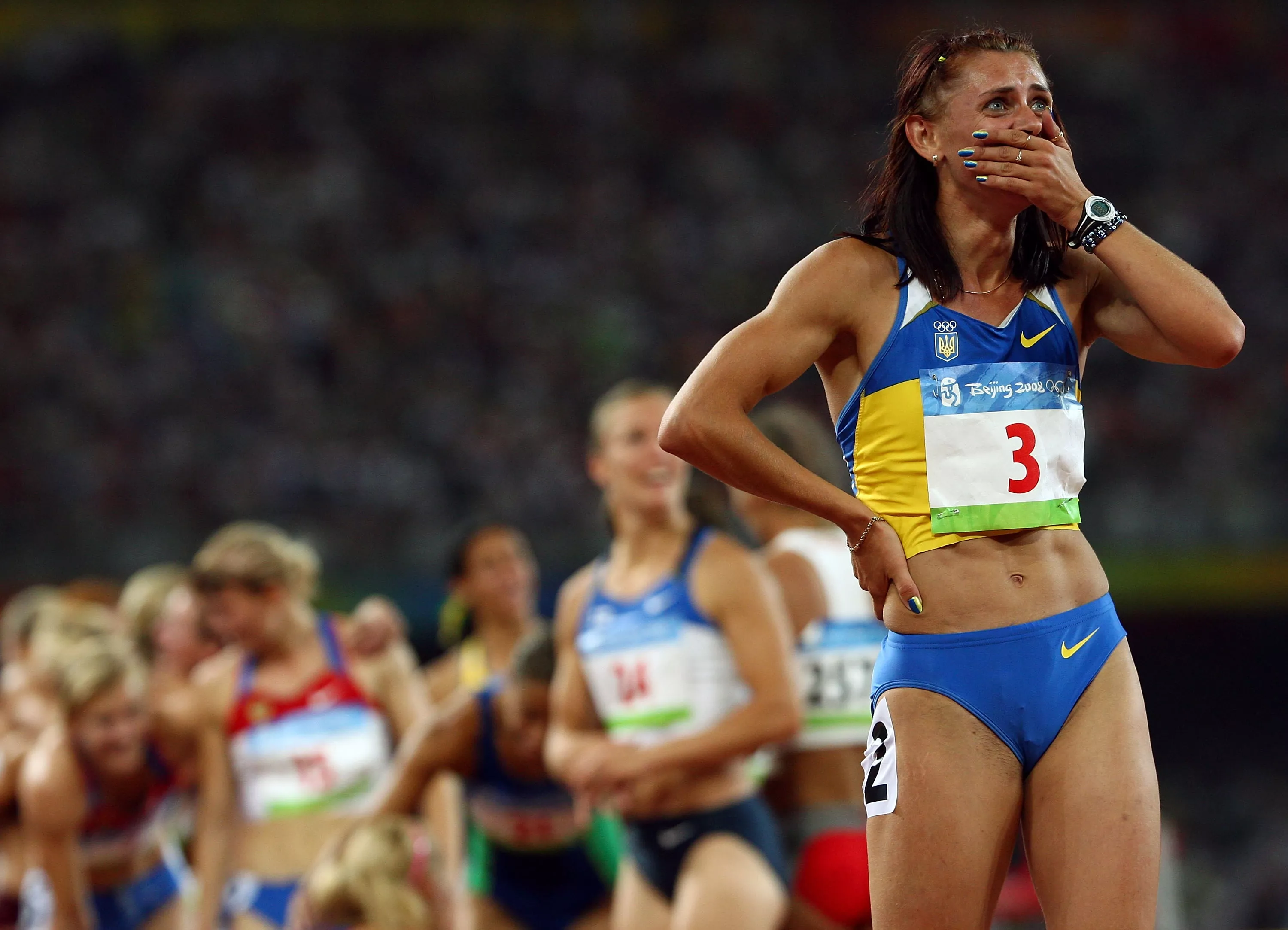 Ukrainian heptathlete Liudmyla Blonska after winning silver â€” and before being stripped of her medal and receiving a lifetime ban for her use of methyltestosterone, her second doping offense