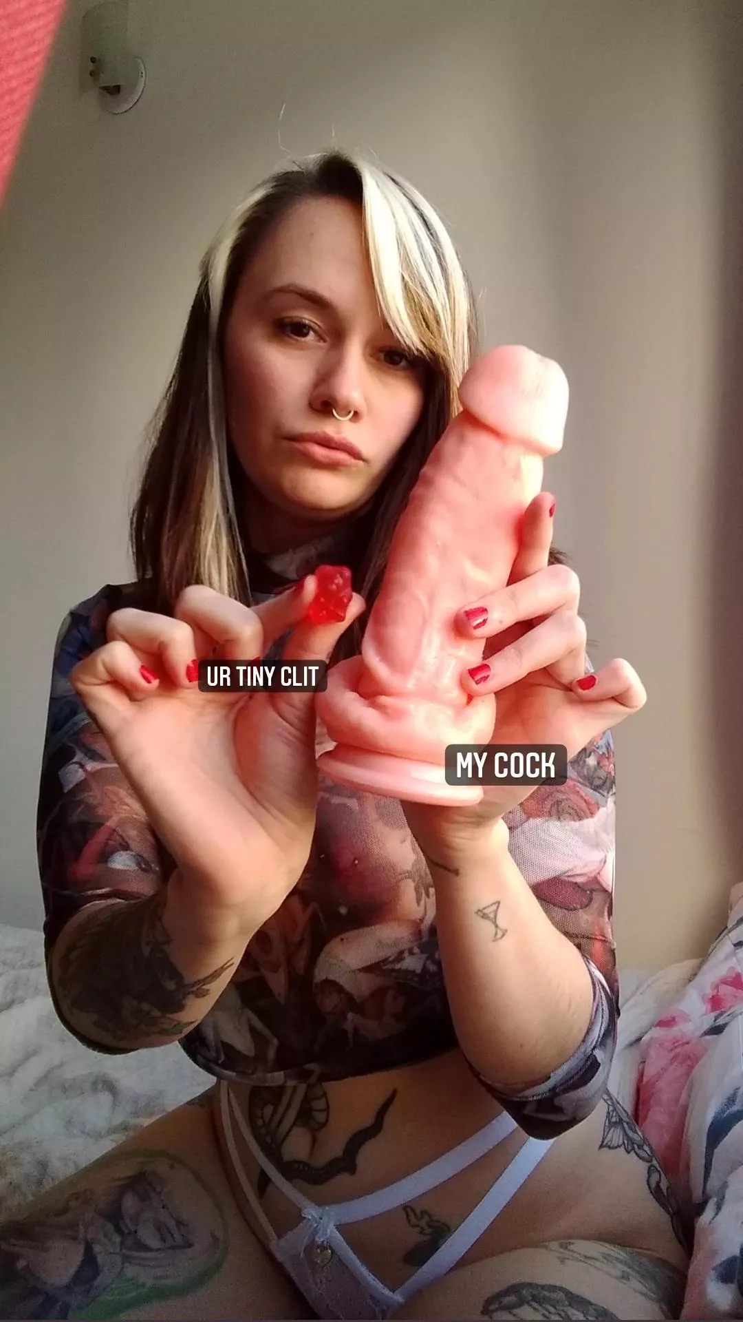 ur tiny clit is like a gummy bear 🤣 where are the sissy sluts? Say Me if your Lil pea is like my candy