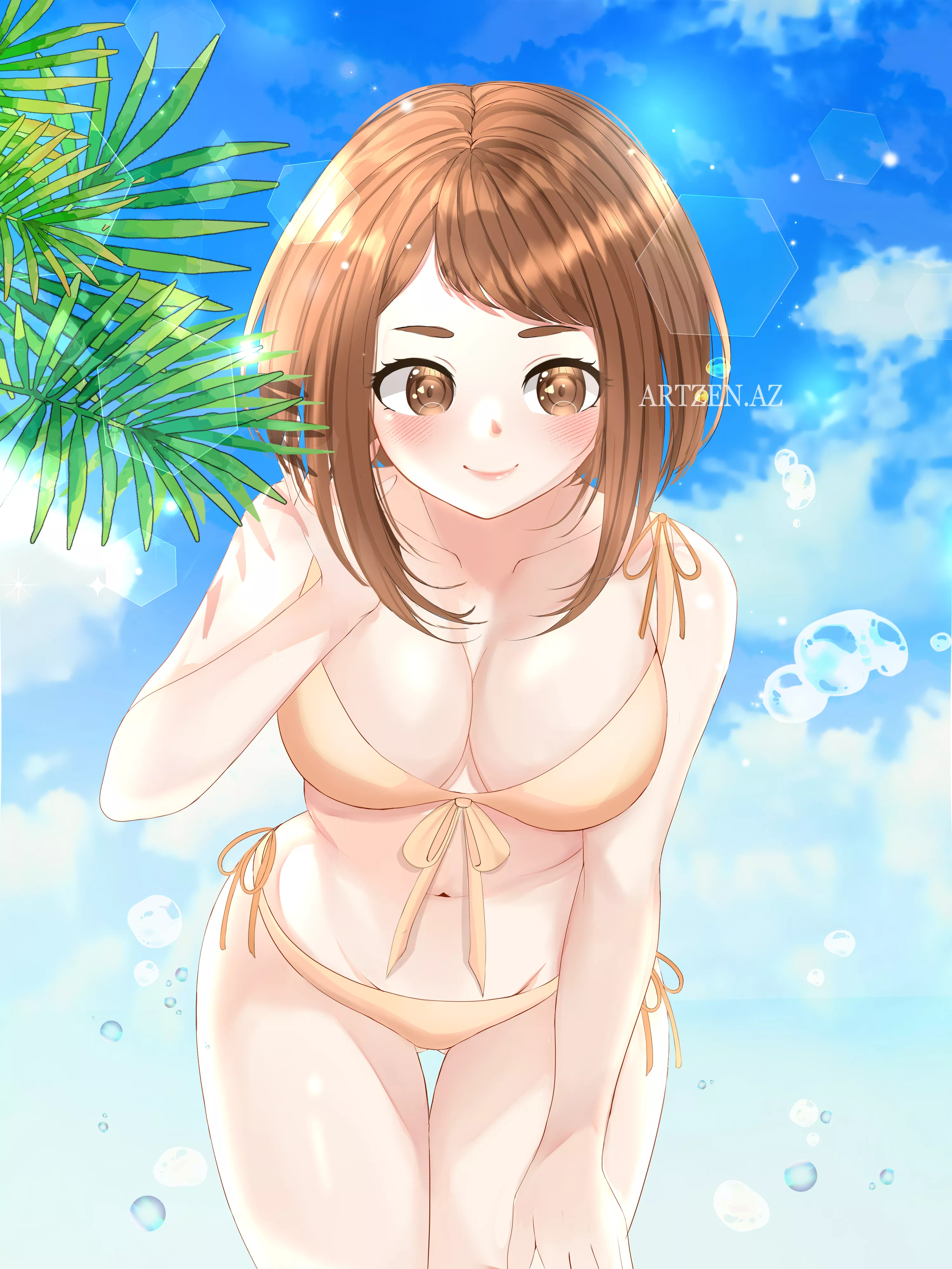 Uraraka enjoying her beach day (Artzen.az)