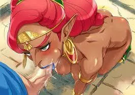 Urbosa sucking links cumming dick