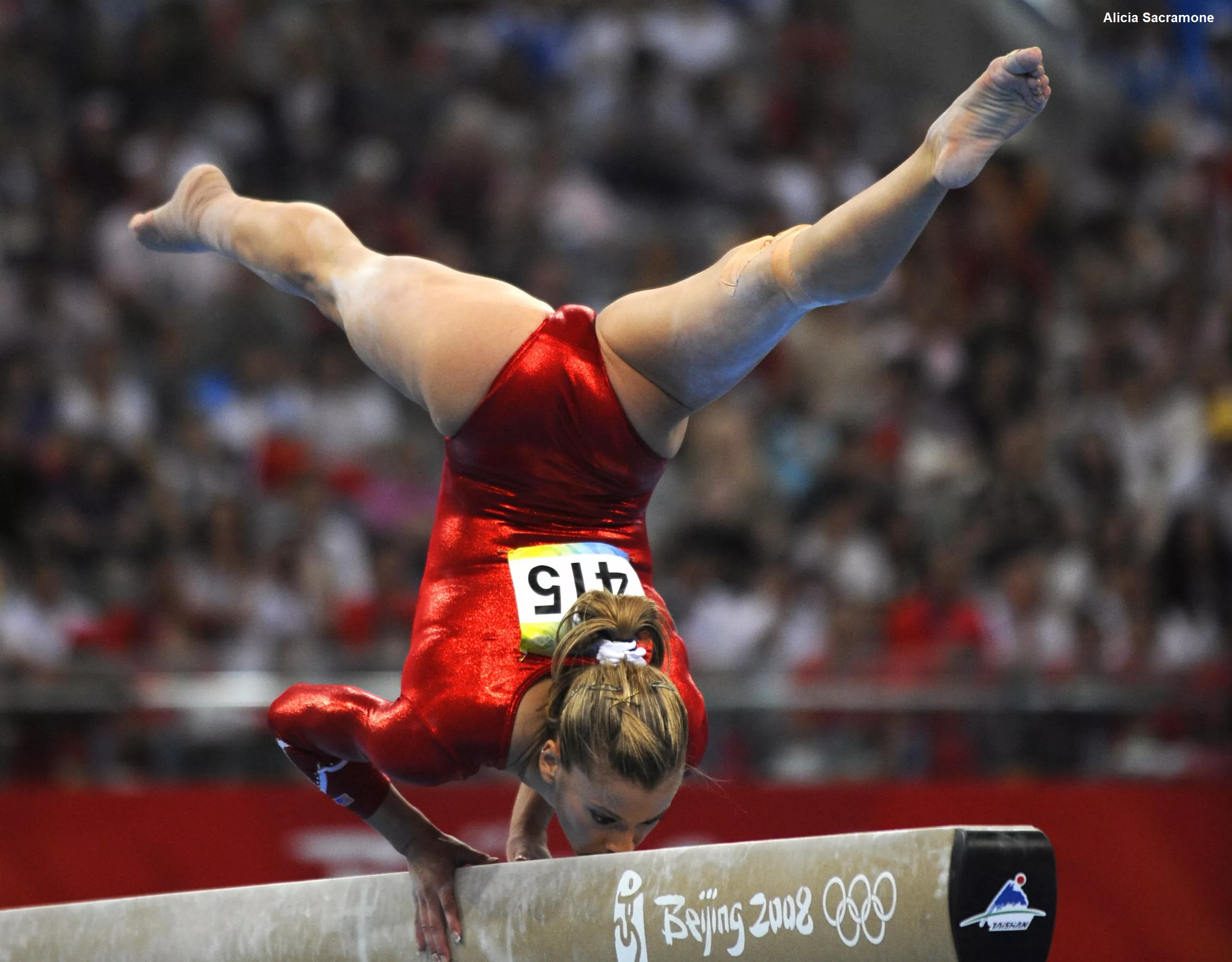 US artistic gymnast Alicia Sacramone on the balance beam