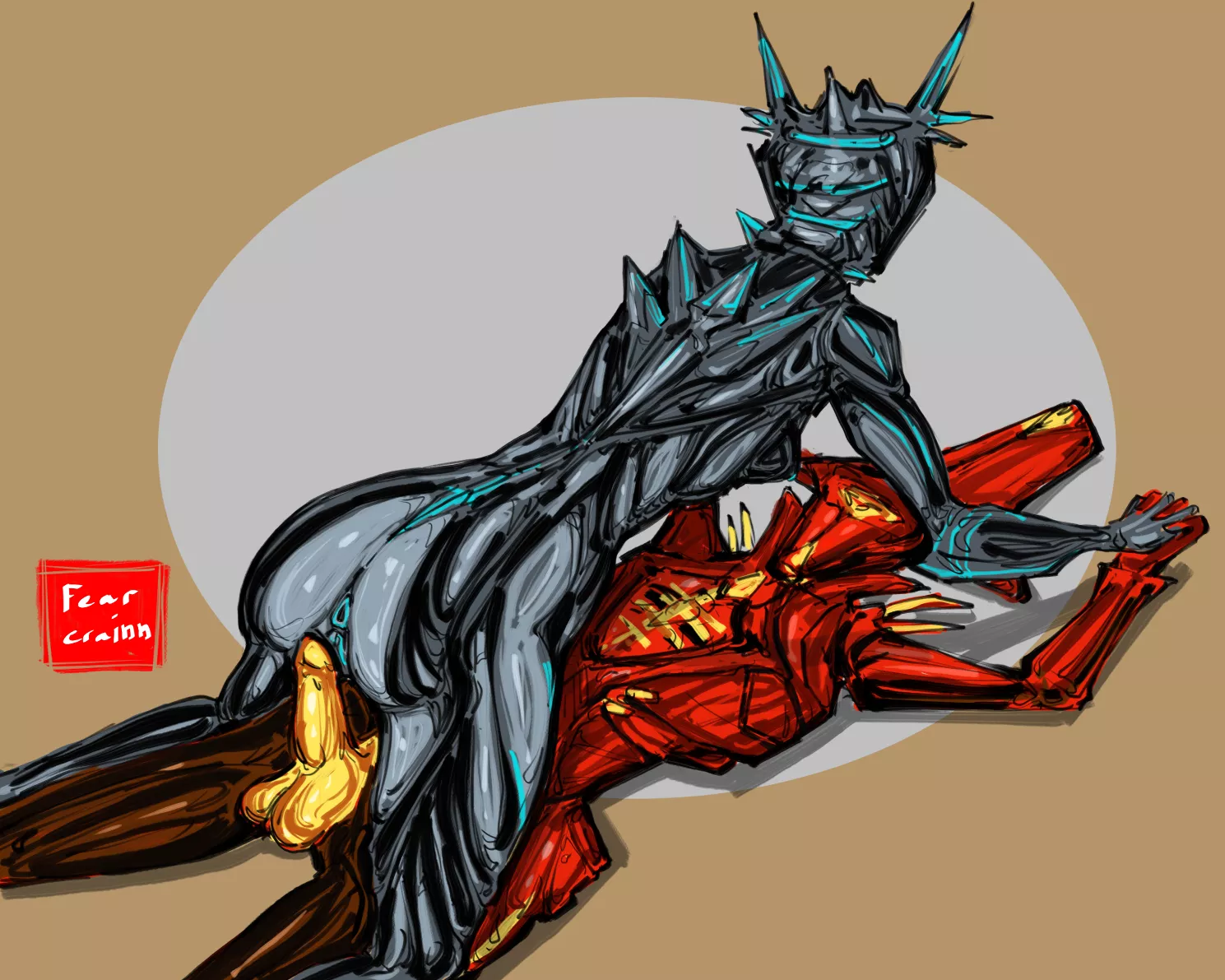 Valkyr prim x limbo prime, commission of a couple's Warframes (OC)