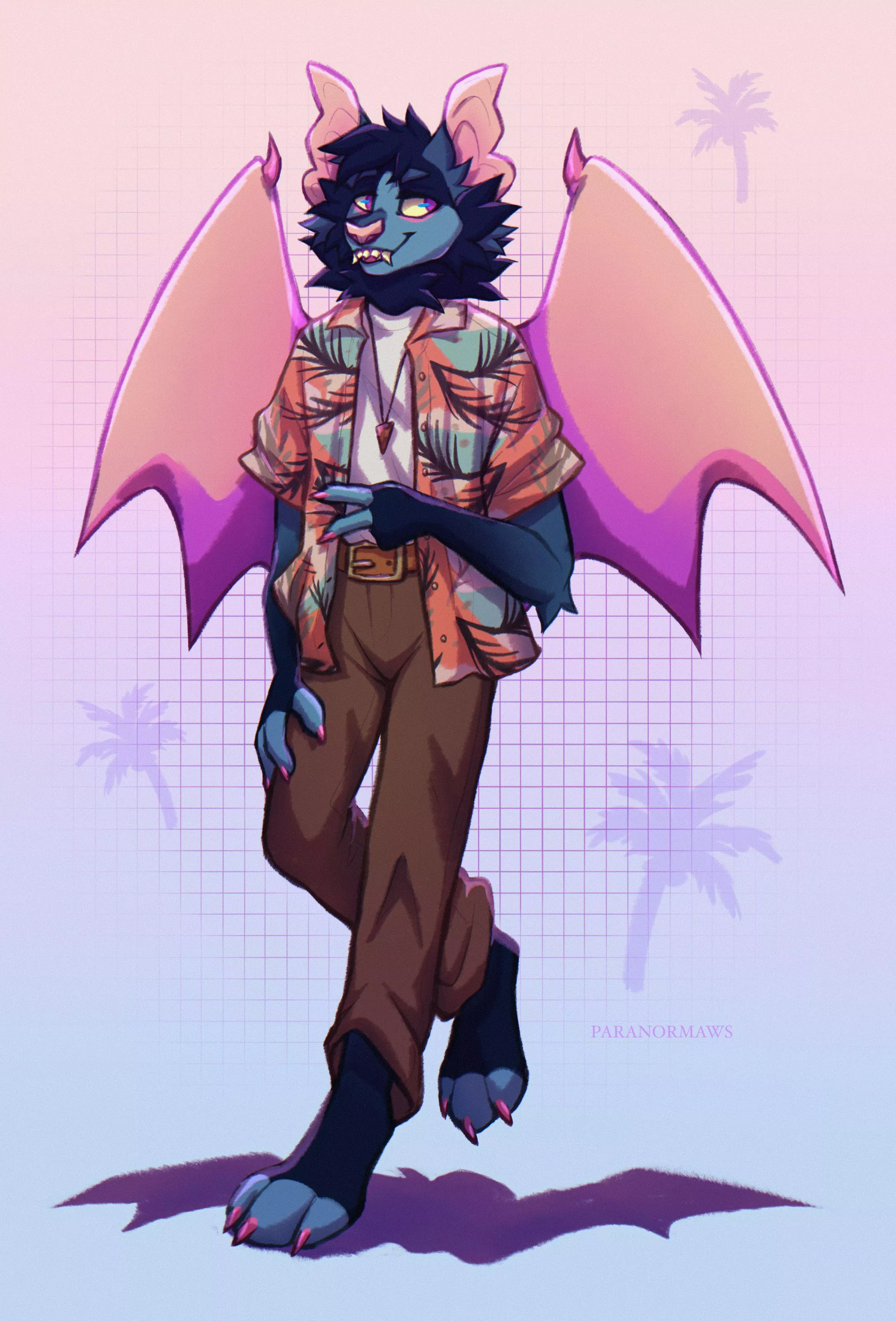 Vaporwave bat [art by me (Paranormaws)]