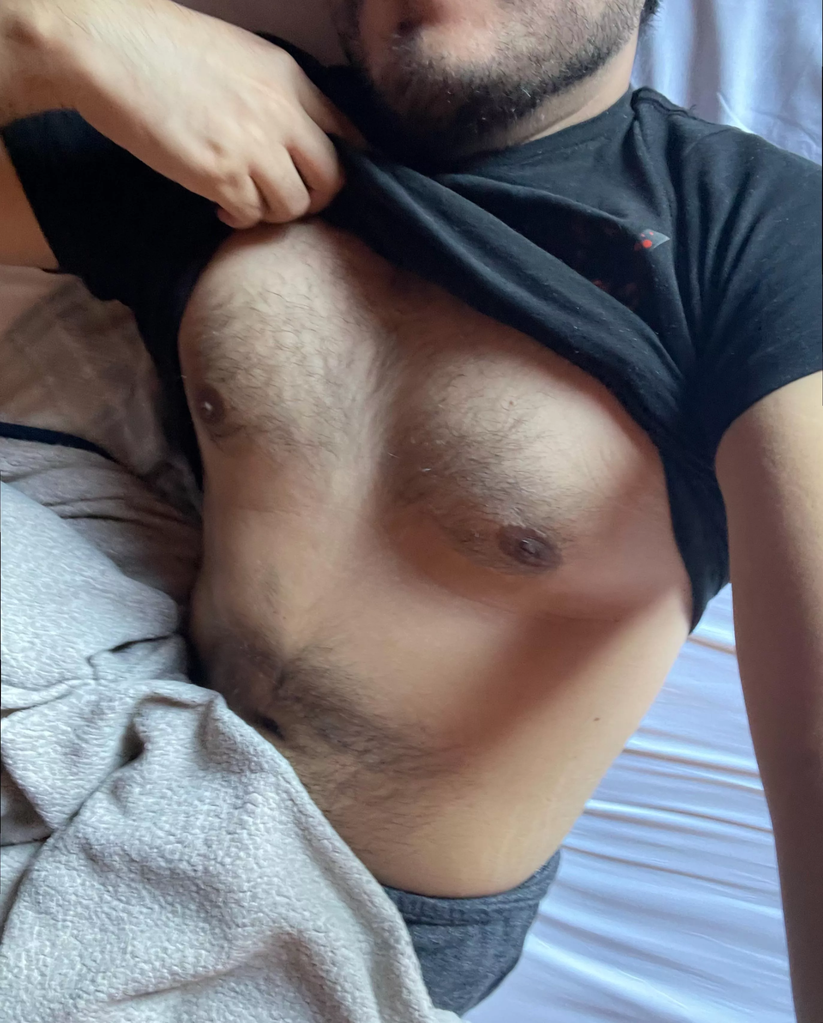 Very hot rn, I need someone to suck these hairy man tits dry ðŸ®