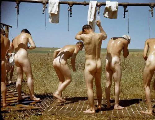 “Vintage military showers” …