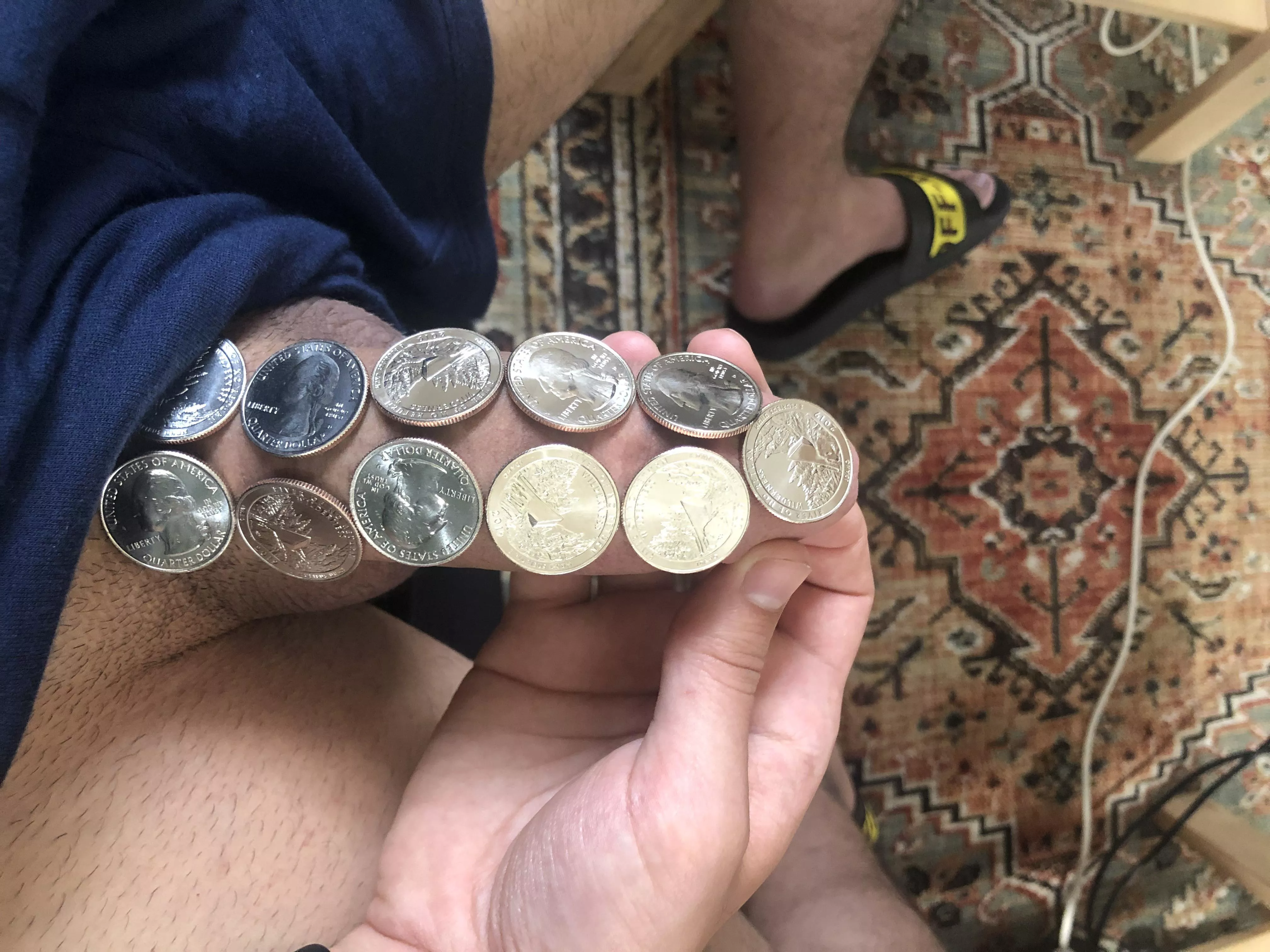 Wanted to see how many coins I could balance on my semi