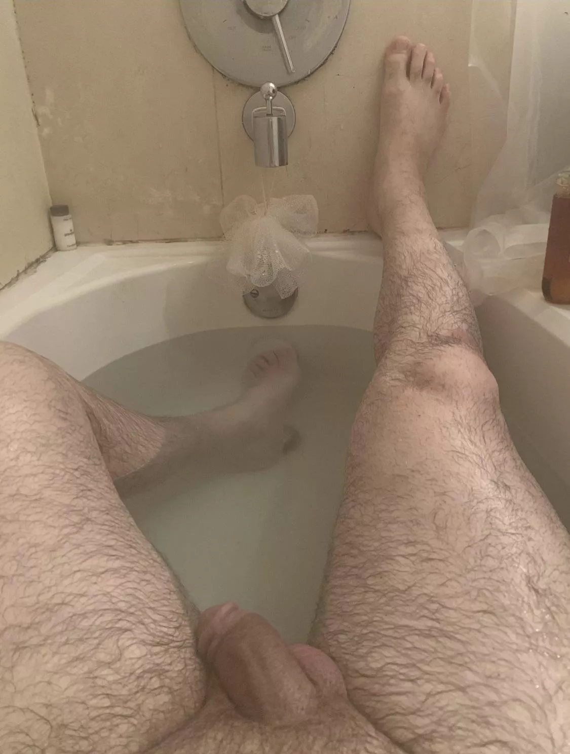 Was enjoying [M]y bath at an Airbnb until I saw the black mildew!