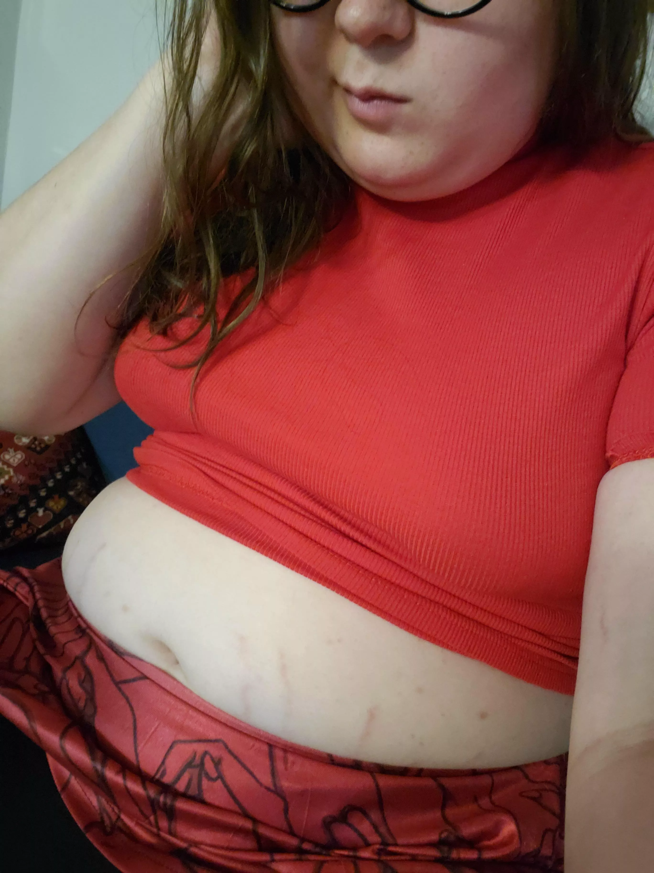 Was going to wear this to see friends later. . . Is it too tight on me now? I didn't think I'd gained that much weight. . .