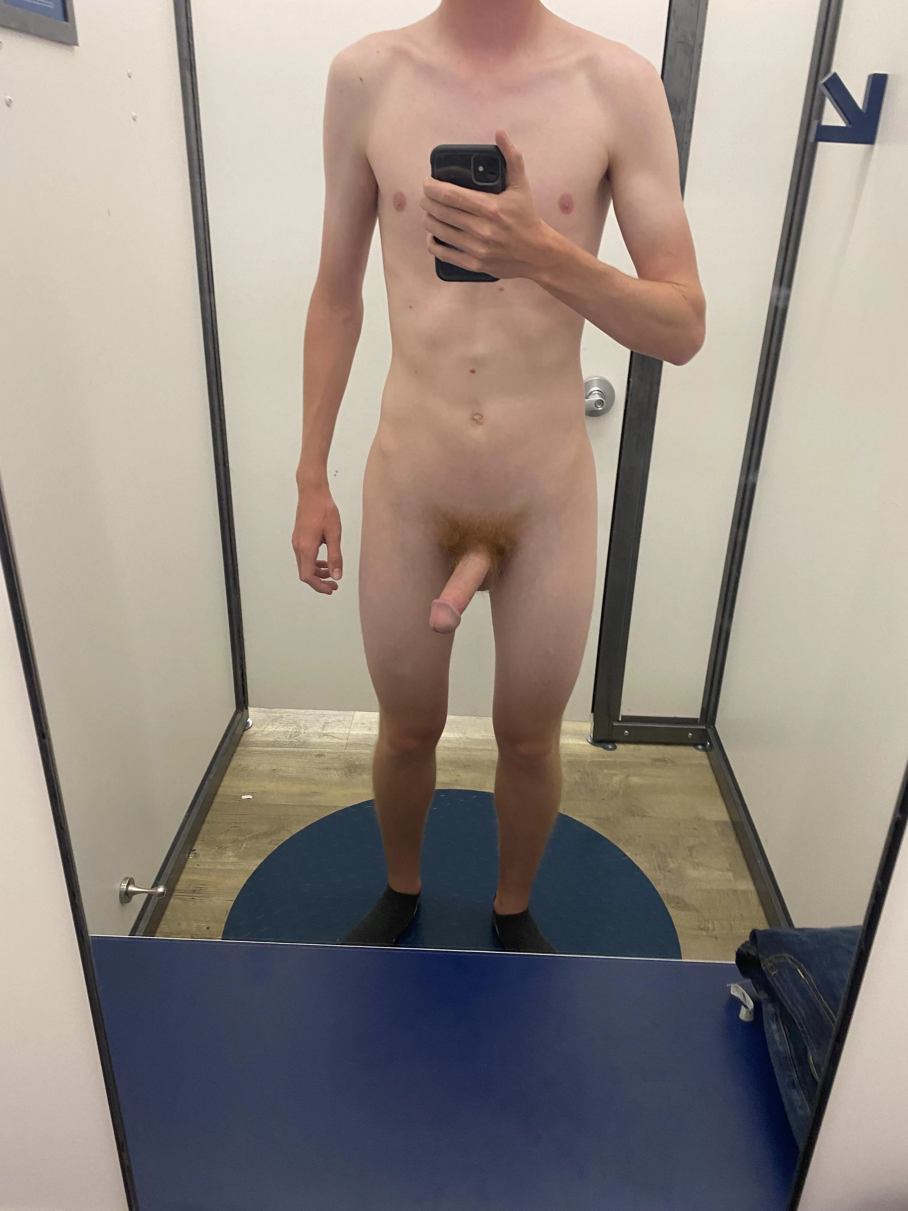 Was hard to try on pants with a boner like this