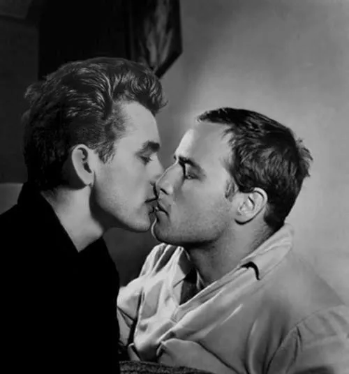 Was told this would be appreciated here. James Dean, Marlon Brando kiss. 