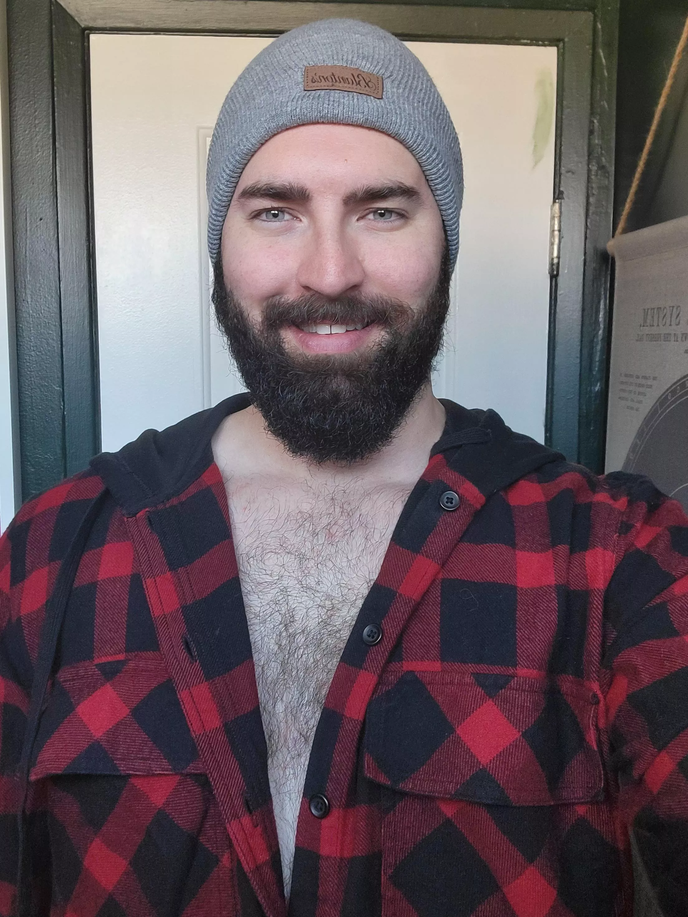 When life gives you body hair, lift weights, put on a beanie, and serve lumberjack realness