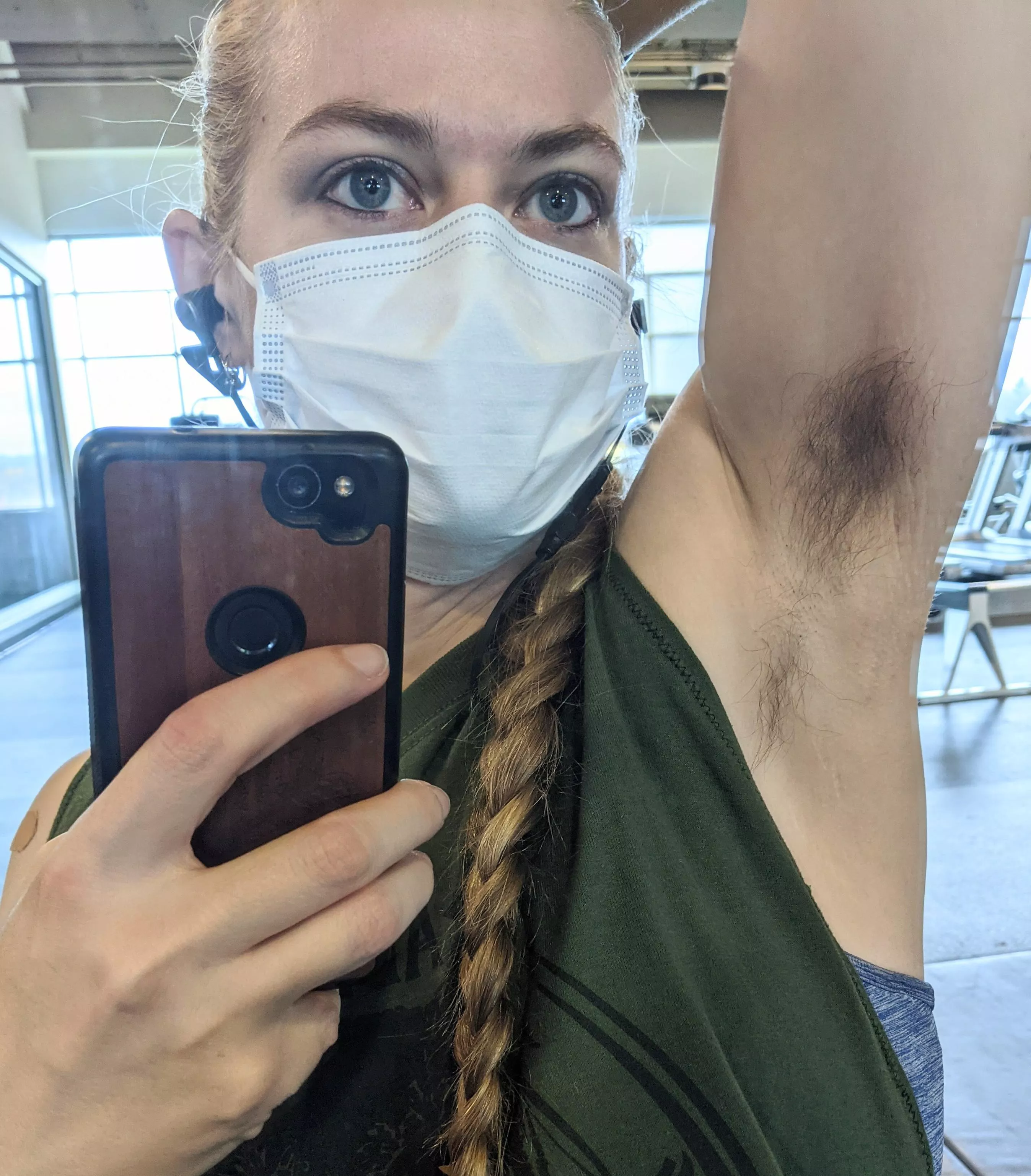 Which do you think gets more glances at the gym? My long blonde hair or my hairy armpits?