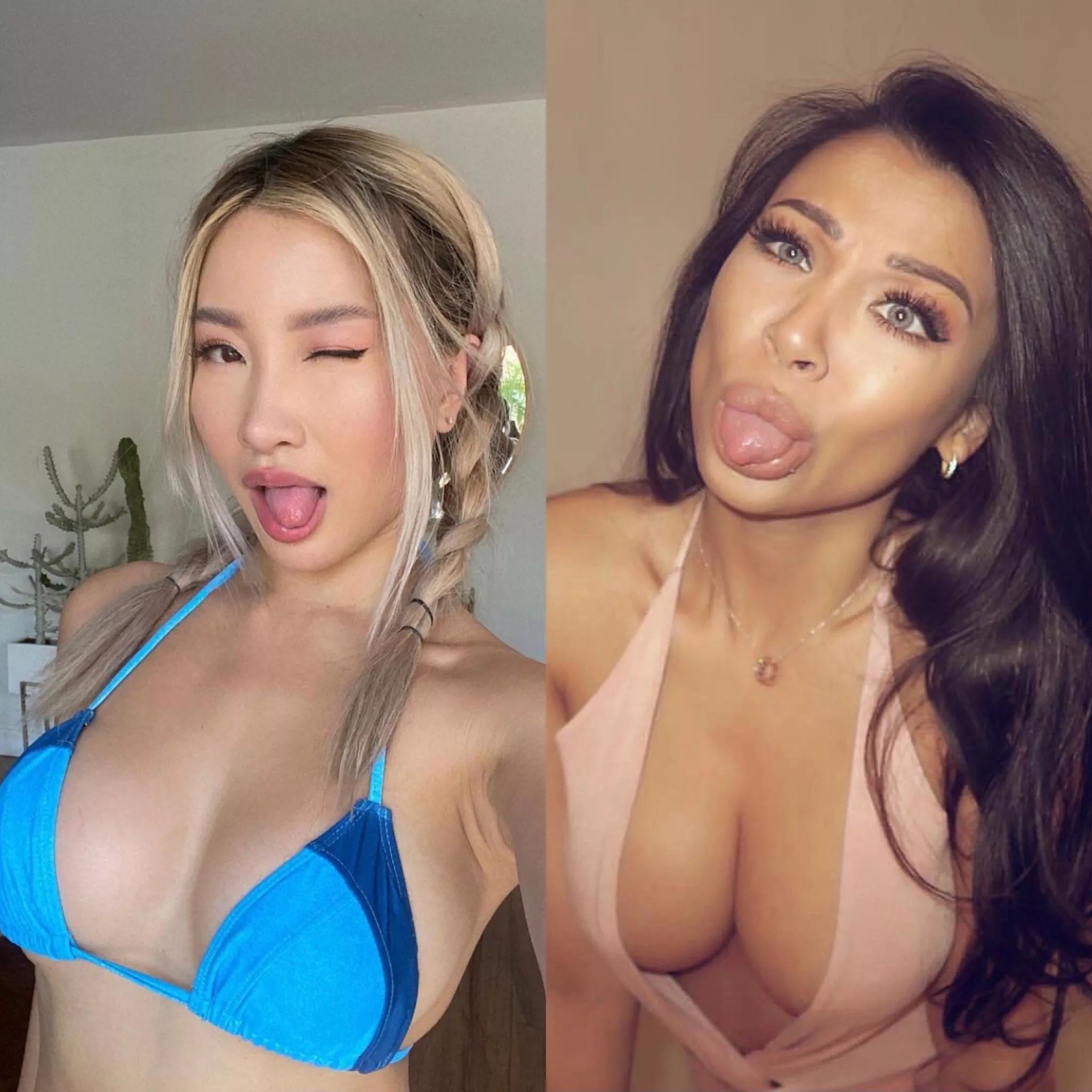 Which face and tits would you cover with cum after a tittyfuck and why? Left or right?