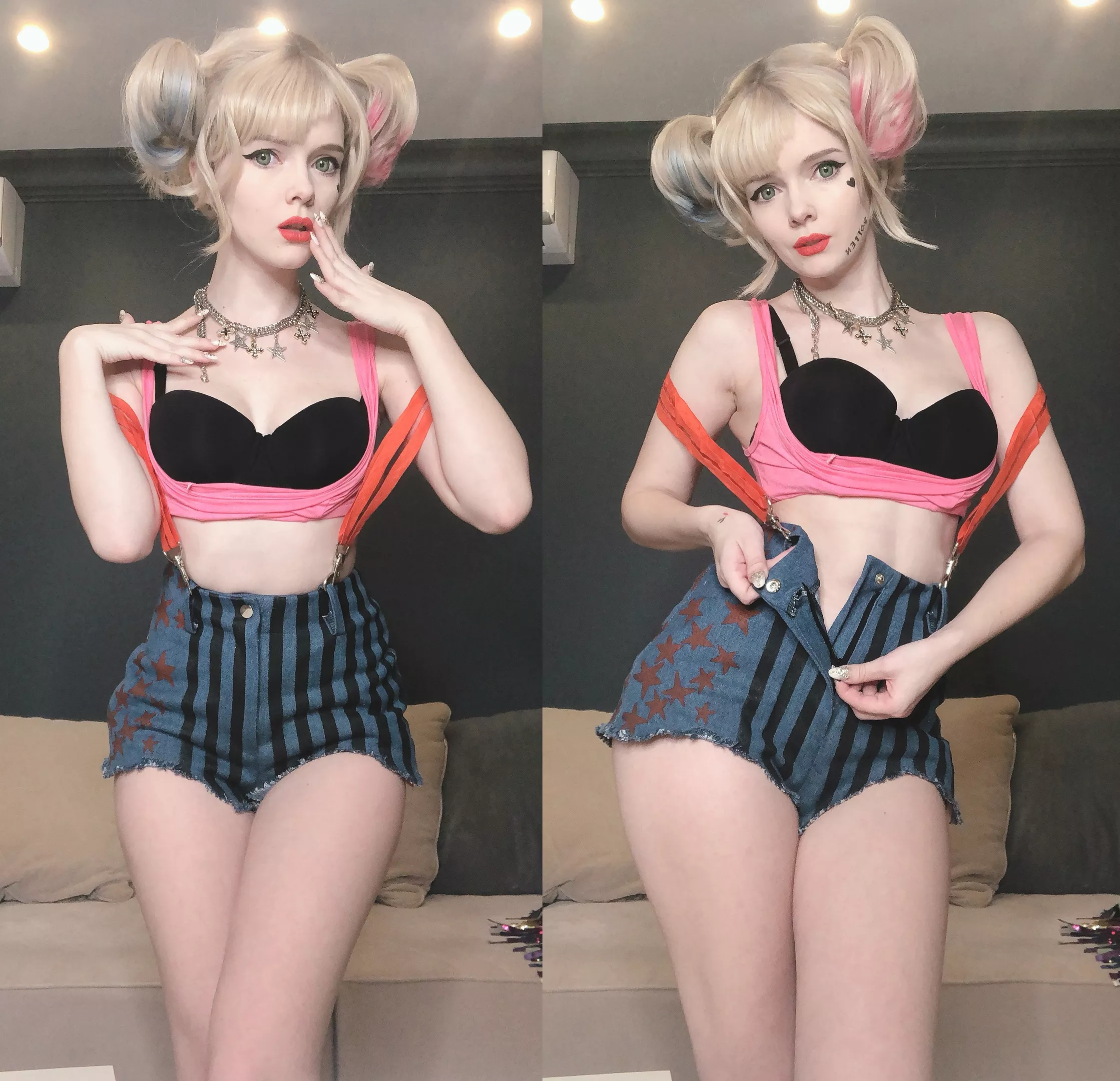 WHich Harley Quinn outfit you like more? I prefer her standard red/black bodysuit but hasn't made this cosplay yet!