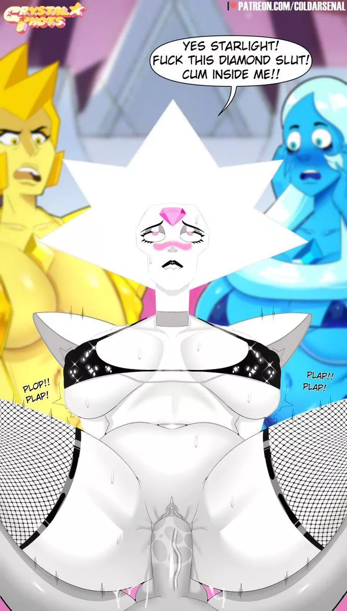 White Diamond, enjoying the company of some dude while Blu/Yellow watch (art by ColdArsenal)