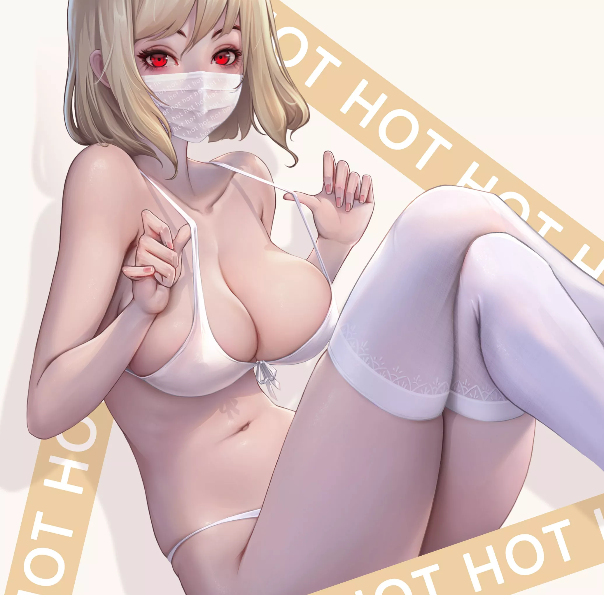 White Thigh-Highs & Mask