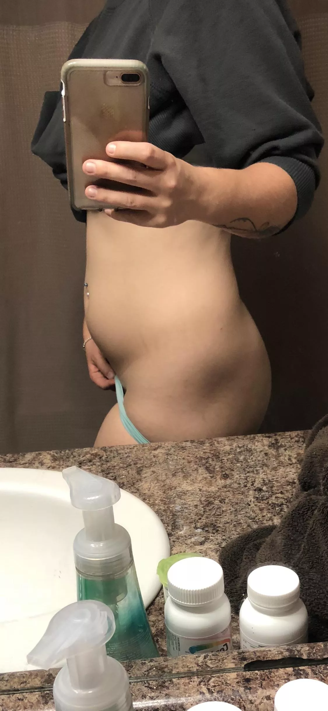 Who doesn’t love a little bump just waiting to grow🤰🏼 Also, panties up or down?😏💋