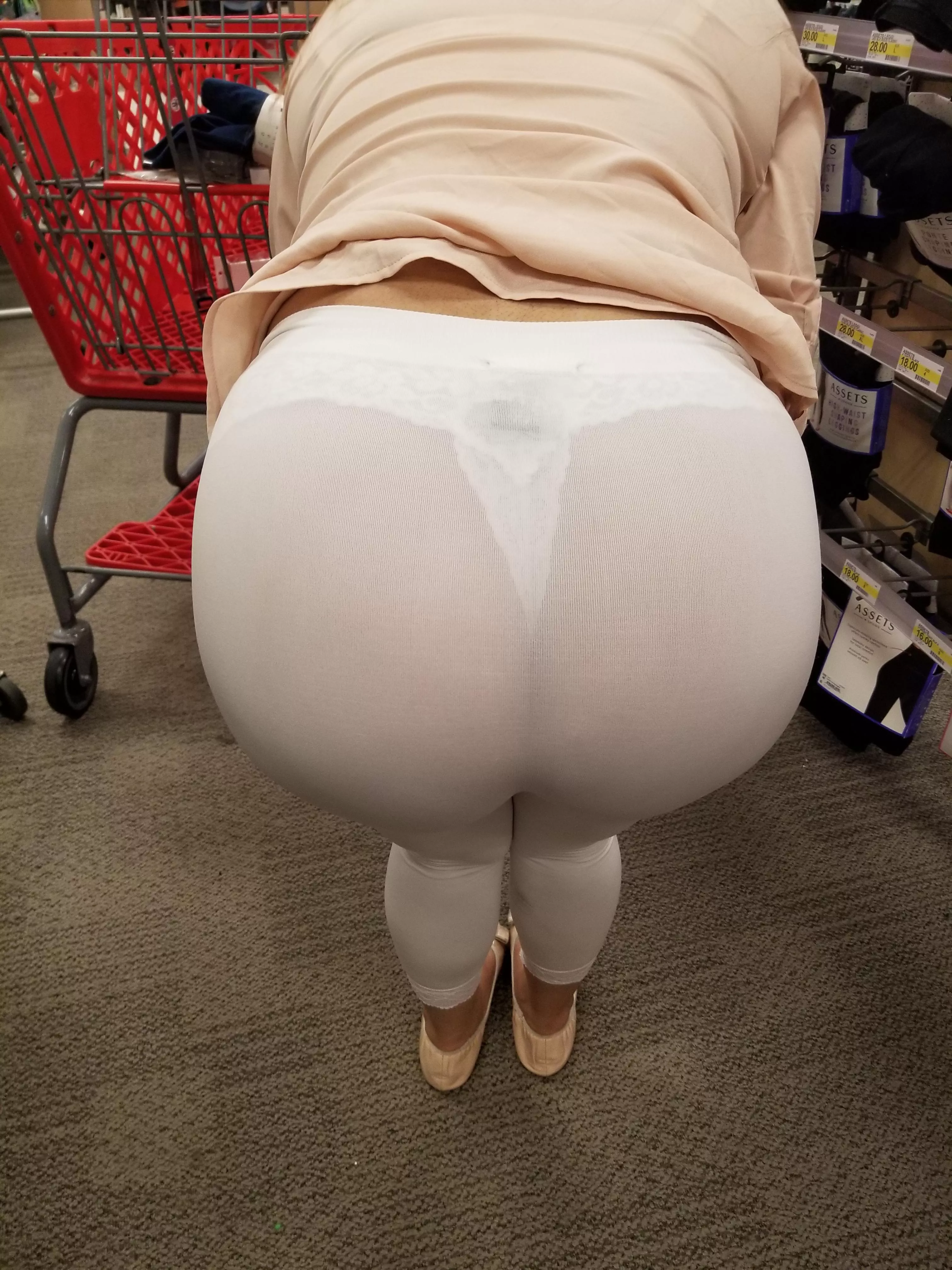 Wife Wearing White See Thru Tights at Target