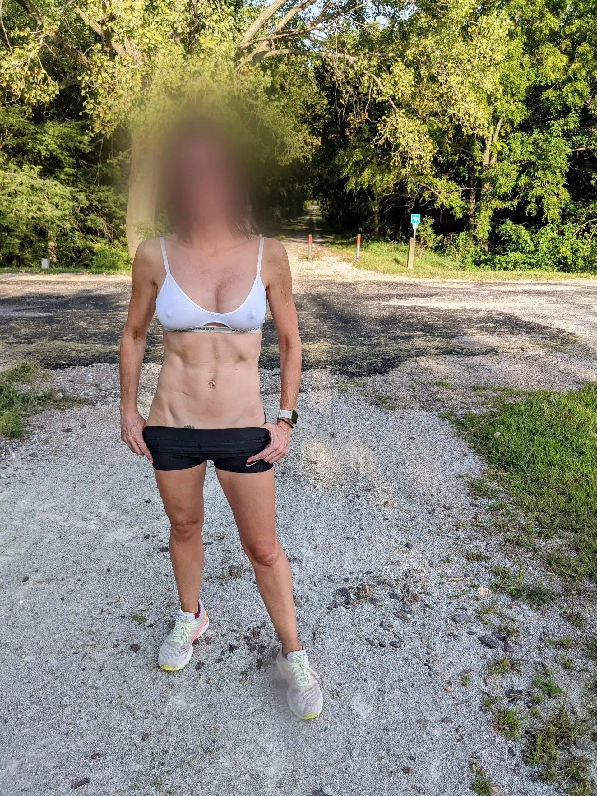 Wife's thin Wicked Weasel bra on the local running trail, think you'd notice?