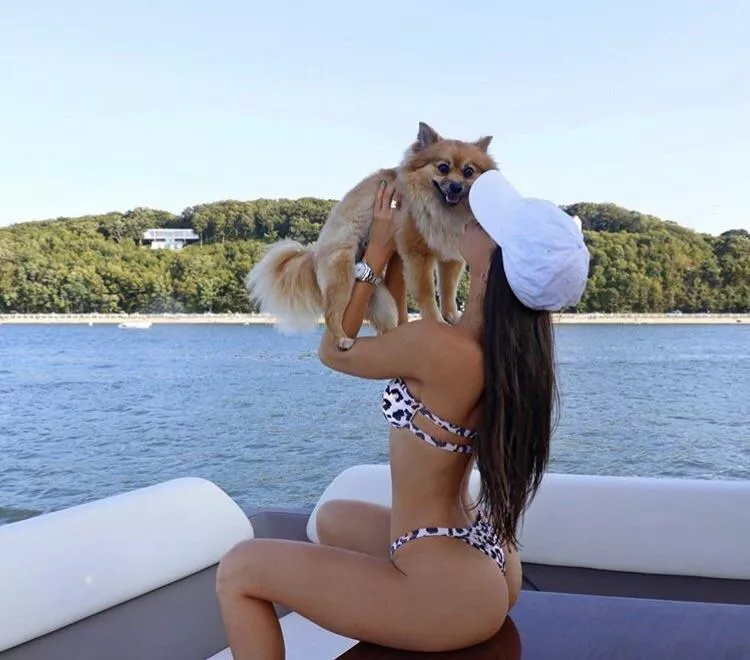 With her dog