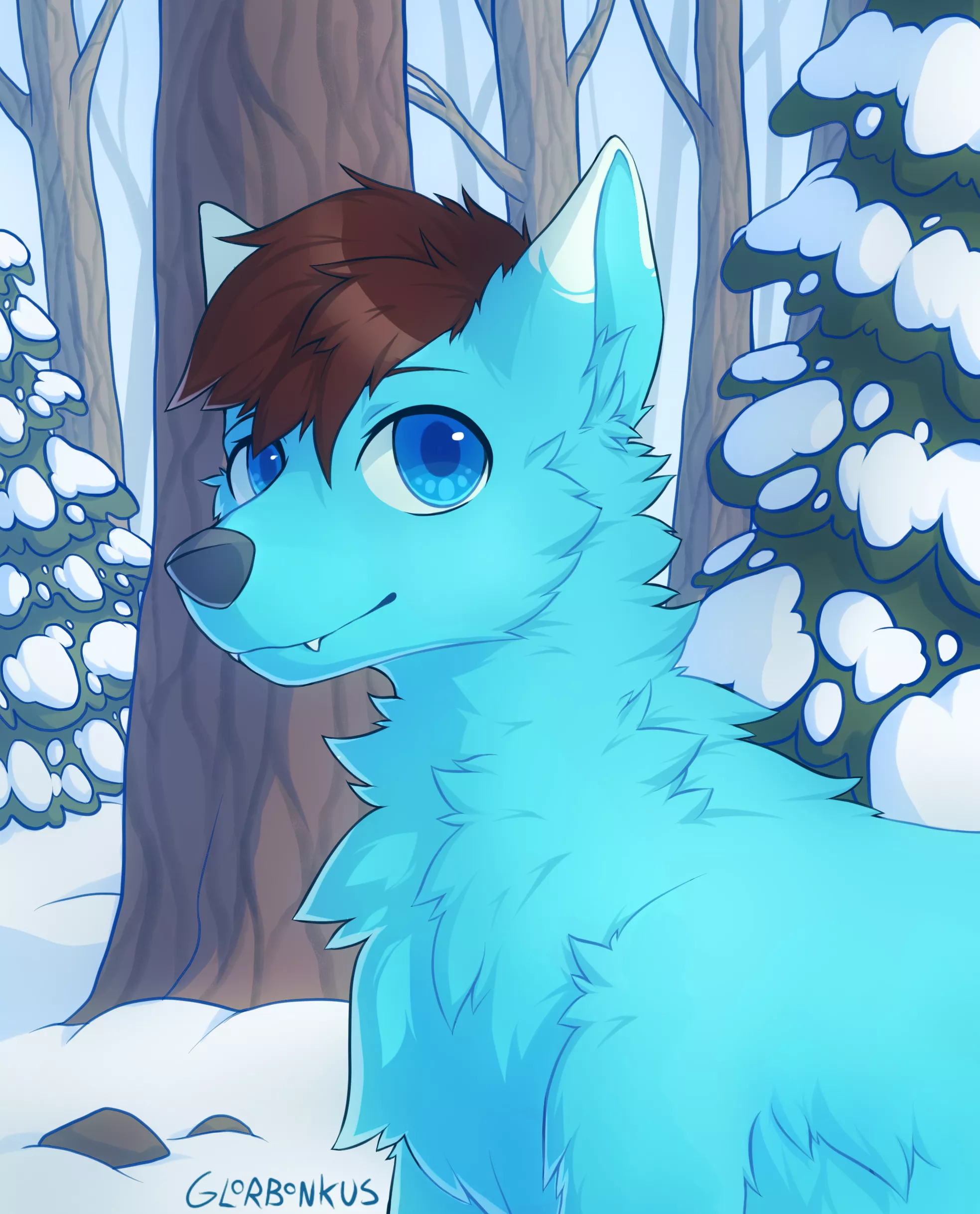 Wolf in the snowy forest! (Art by glorbonkus on Fiverr)