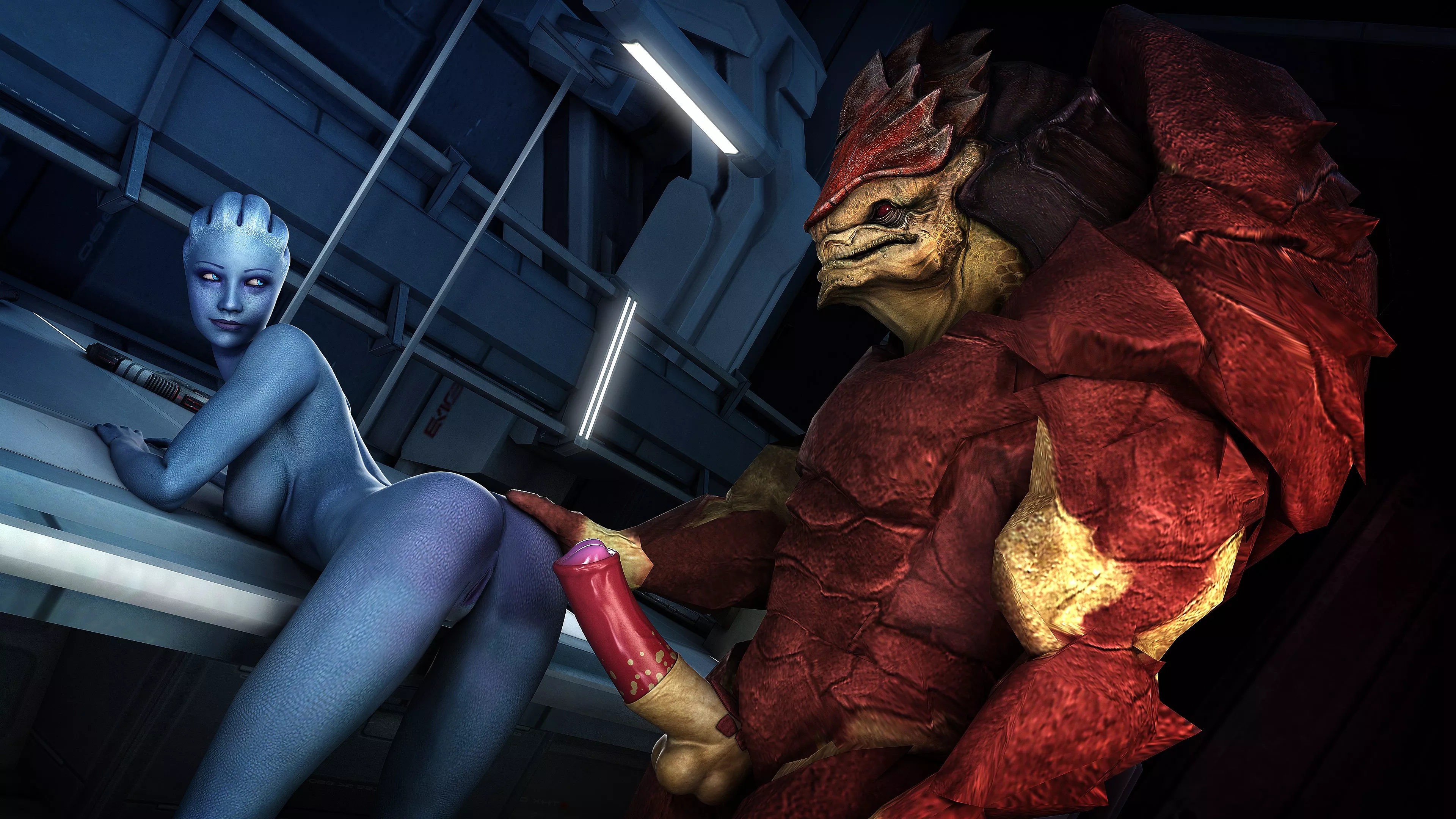 Wrex and Liara (asarimaniac)