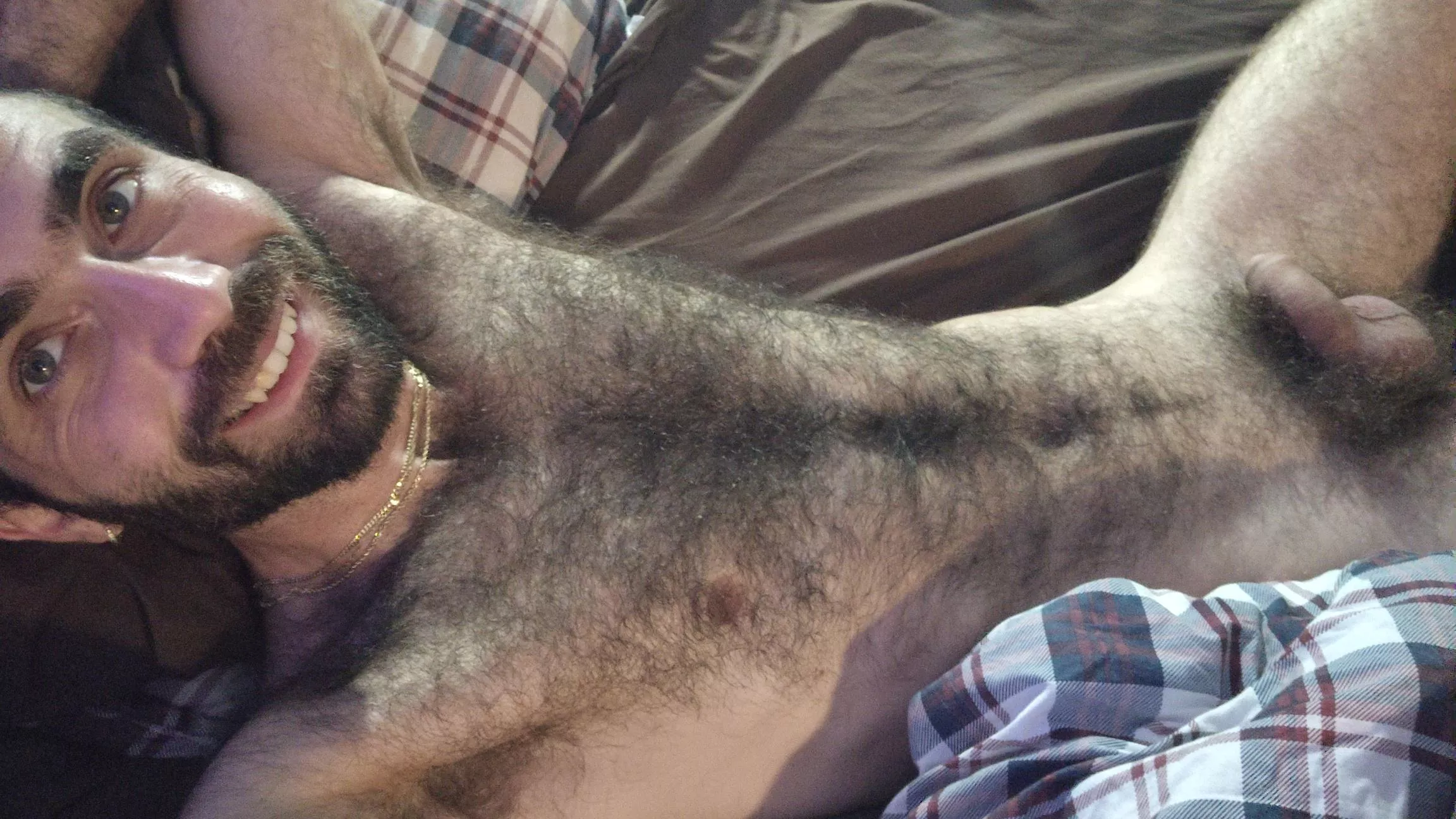 Wyd? Just laying in bed. Showing off my hairy body. Do you guys like how I look?