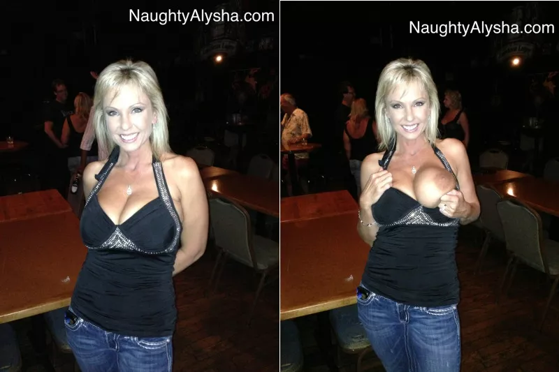 [x-post /r/NaughtyAlysha] Naughty Alysha with one tit out!