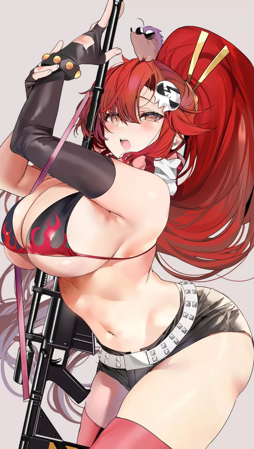 Yoko Littner's big tits may too big for her top (Marushin) [Gurren Lagann]