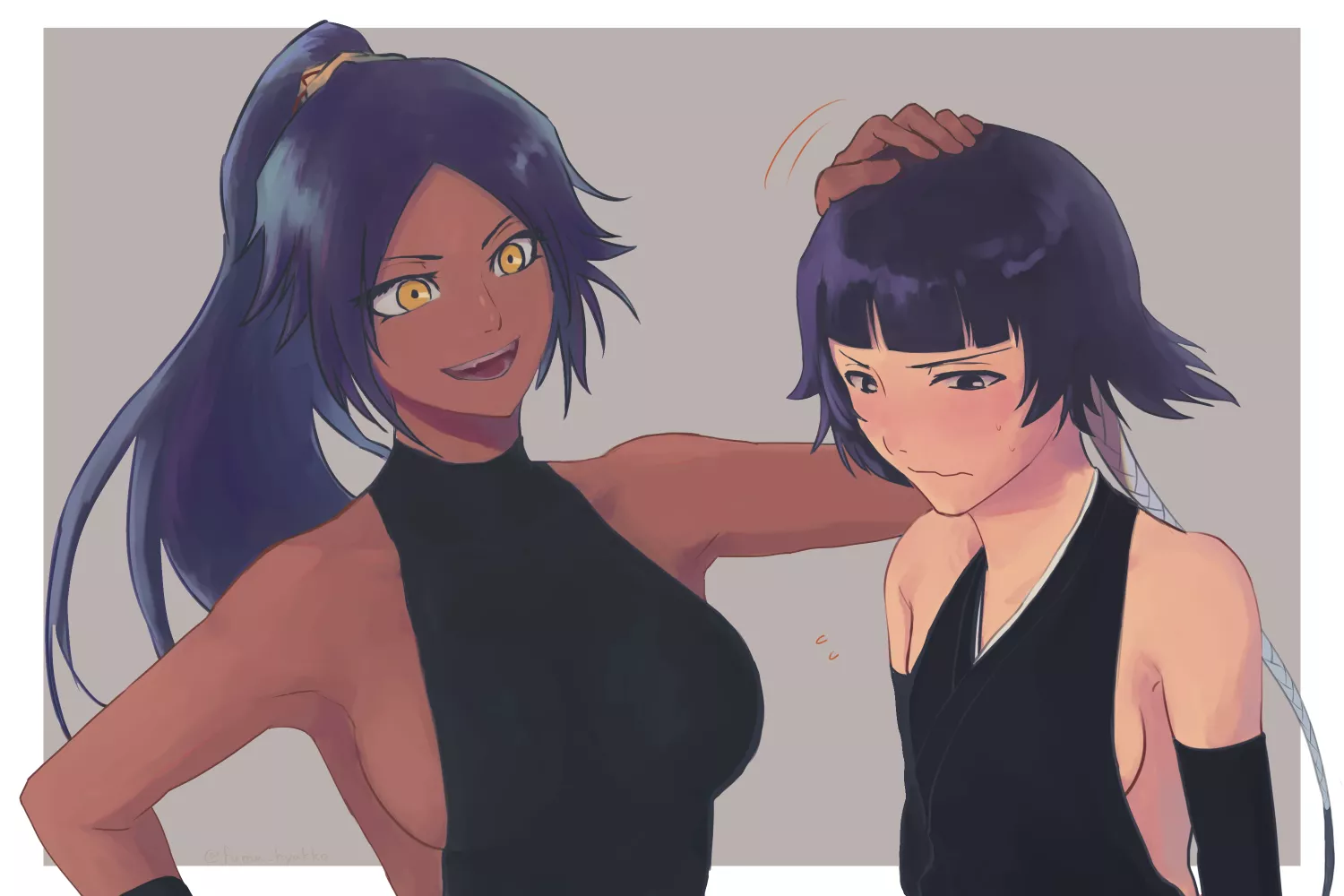 Yoruichi Petting Soi Fon [Bleach]