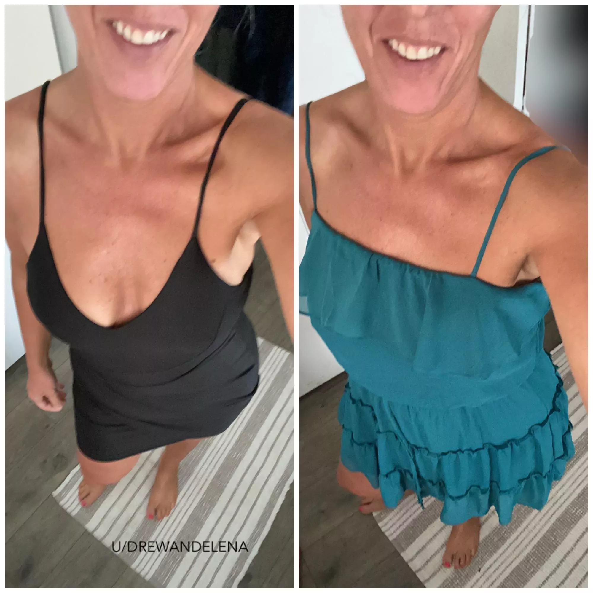 You pick what I wear for our lucky fwb tonight: black or blue ?