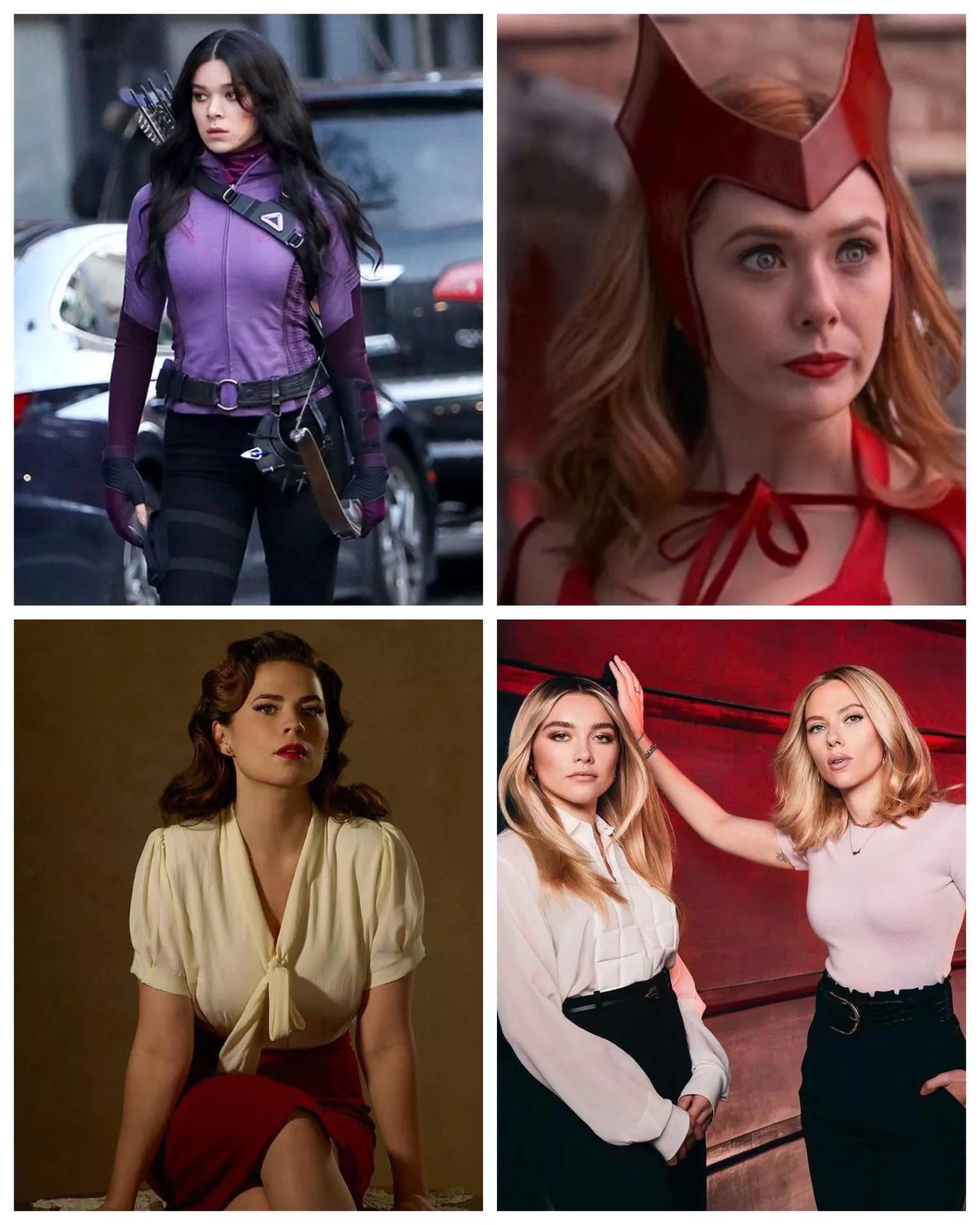 You vs Marvel greatest heroes, from left to right, you have to last ten minutes each round, you get three extra lives, how far do you make it? 1. Kate Bishop 2. Crazy Wanda 3. Captain Carter 4. Two Black Widows