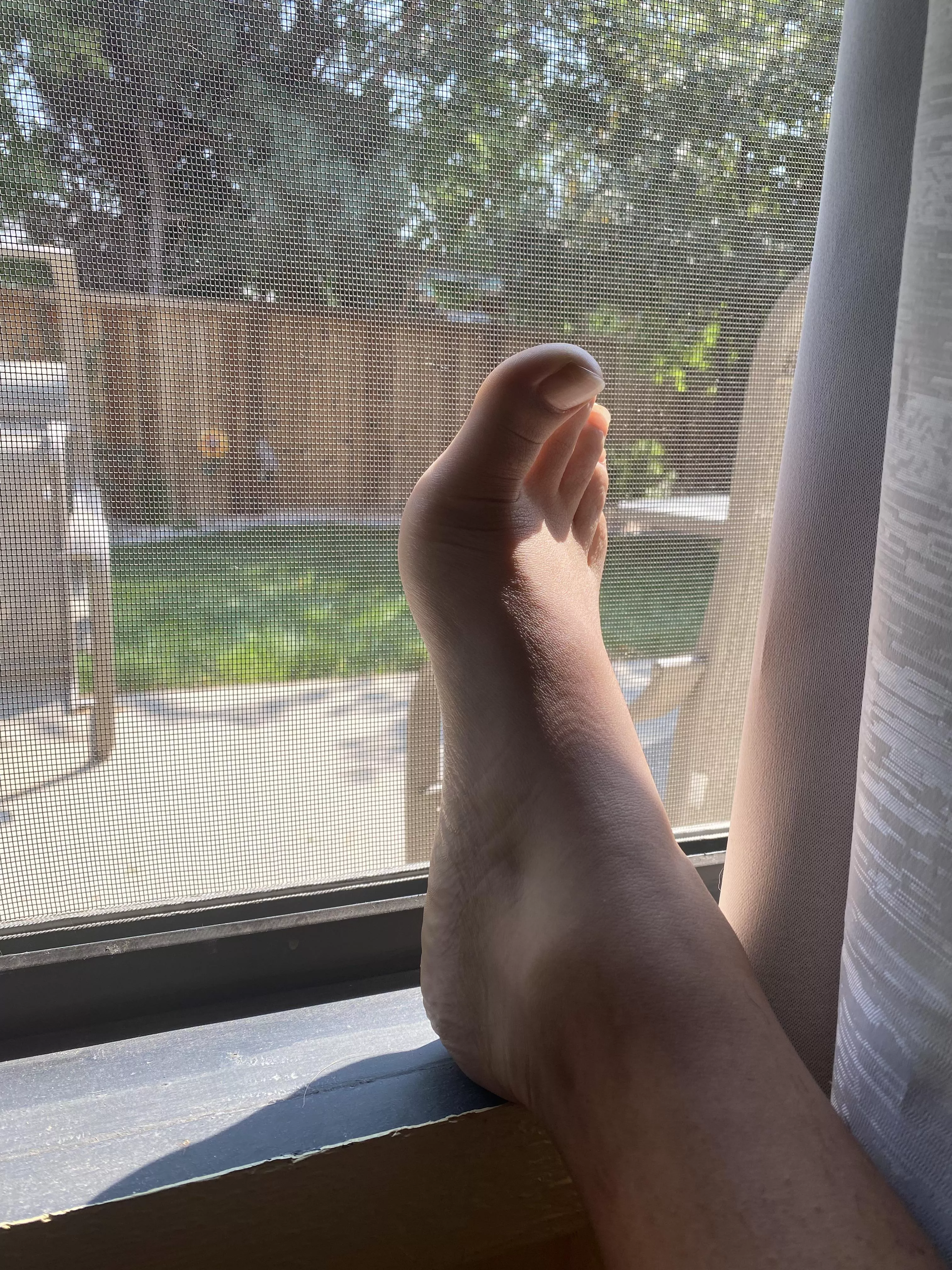 You’re working outside and I’m waiting inside with my tea teasing you with my toes 😘