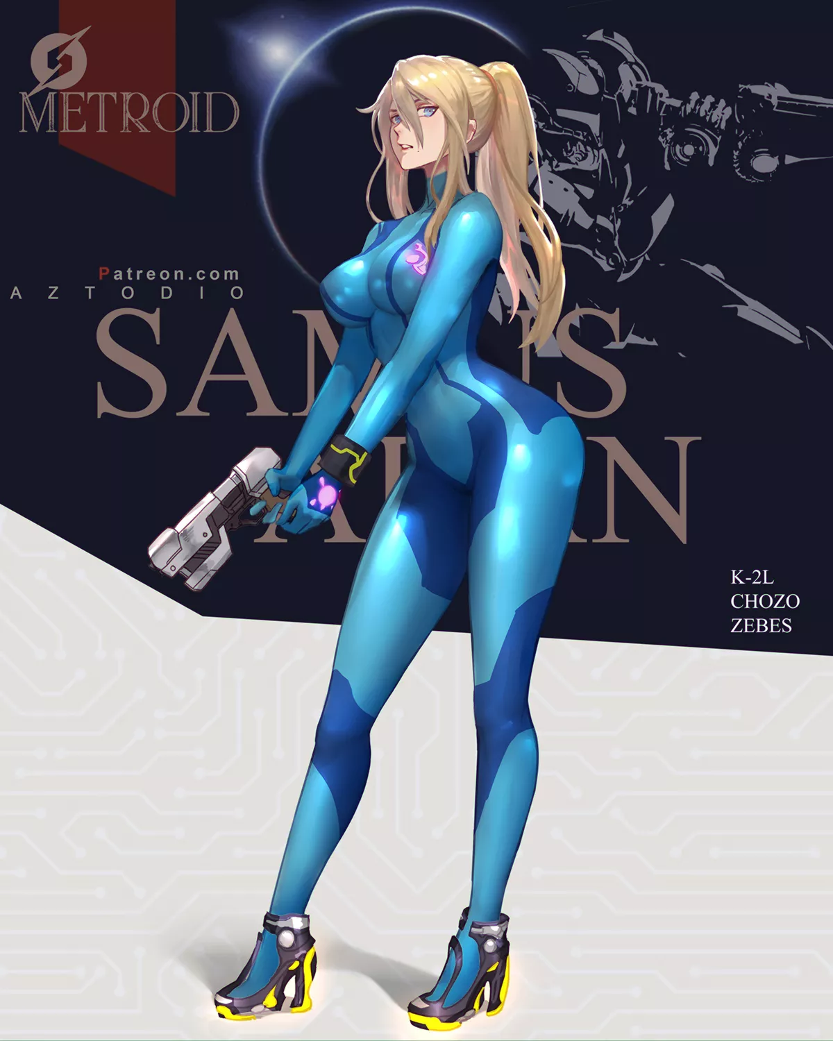 Zero Suit Samus At The Ready (Azto Dio) [Metroid]