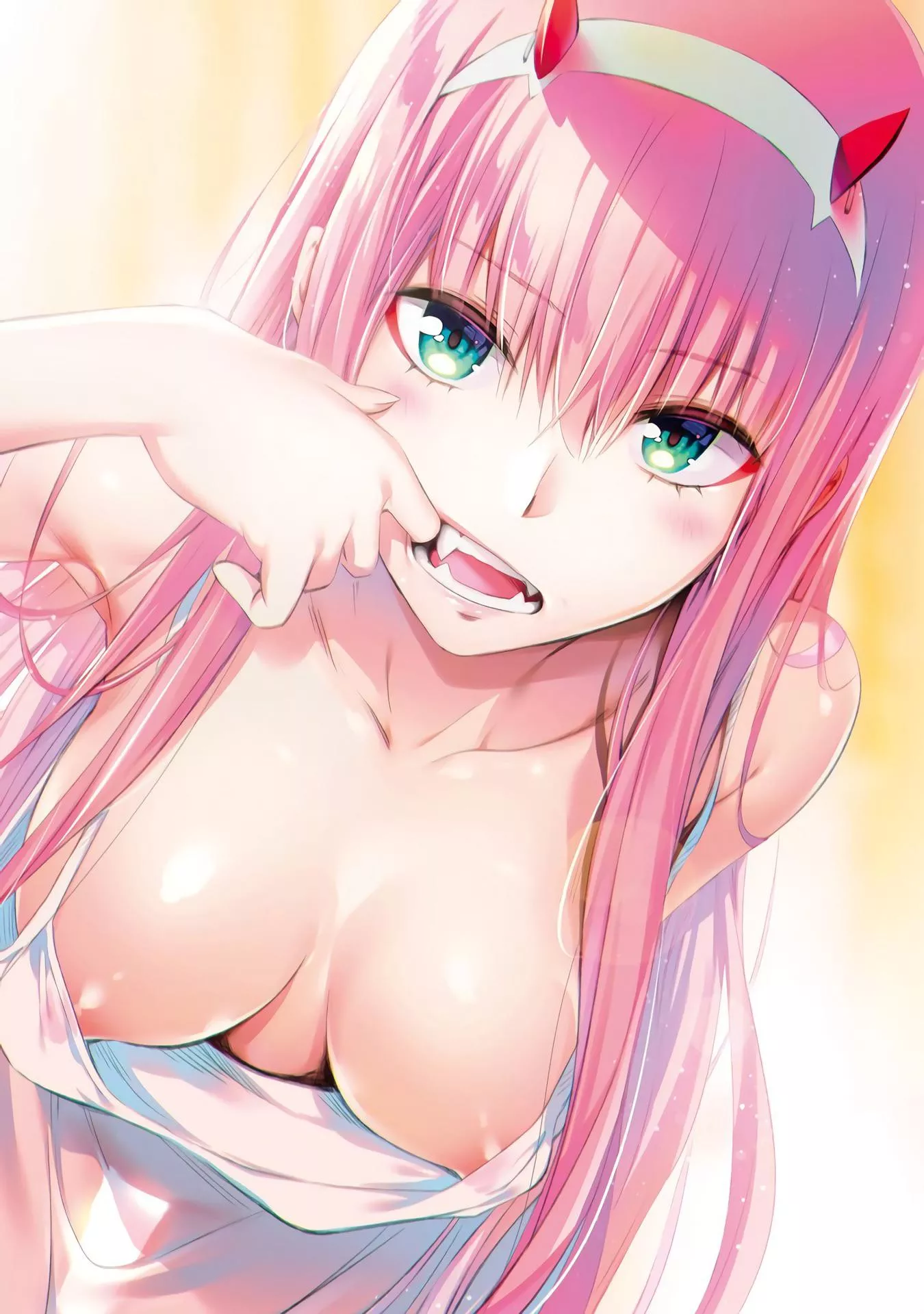 Zero two showing off her fangs